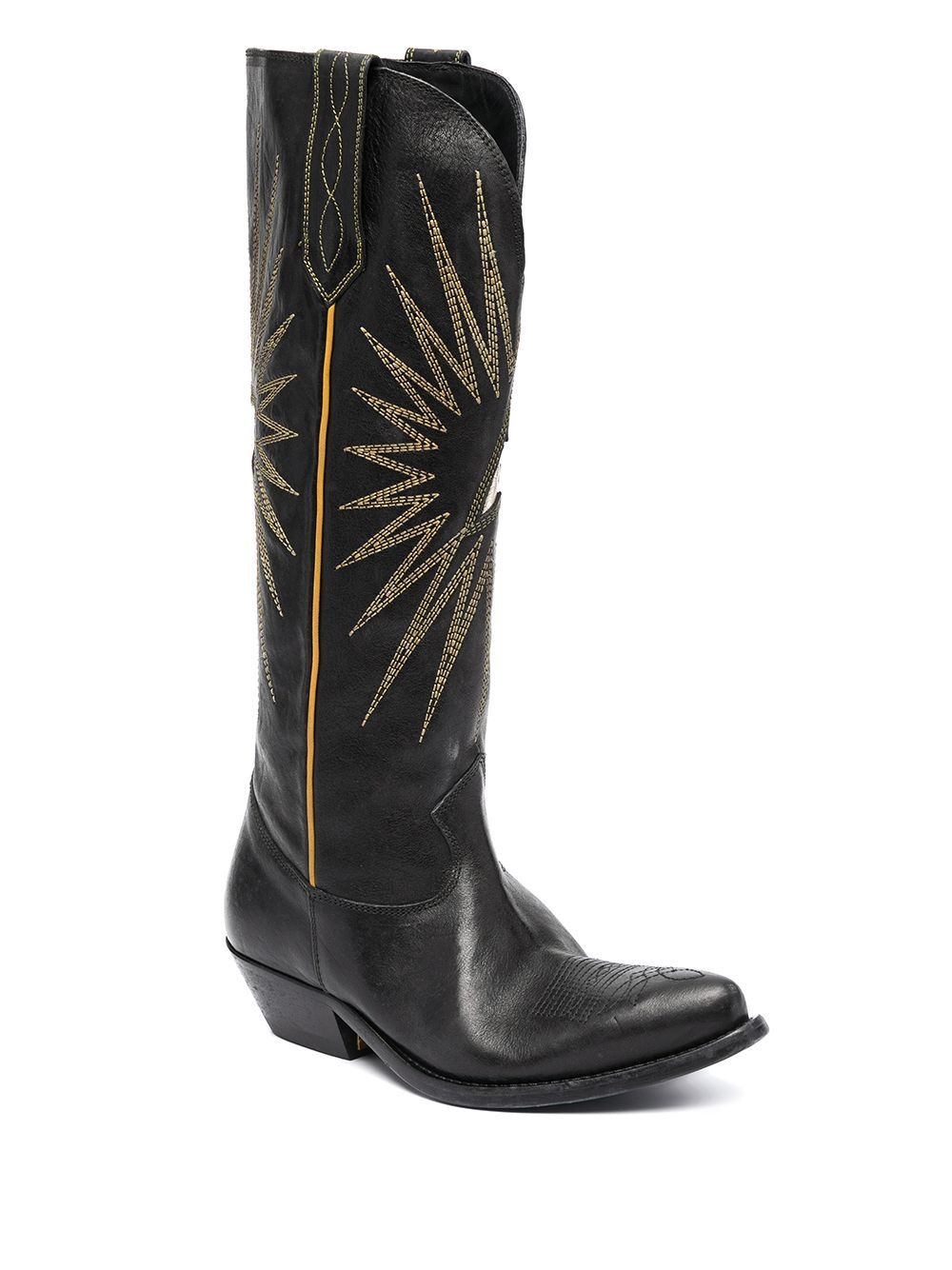 Golden Goose Low Wish Star Cowboy-style Boots In Black