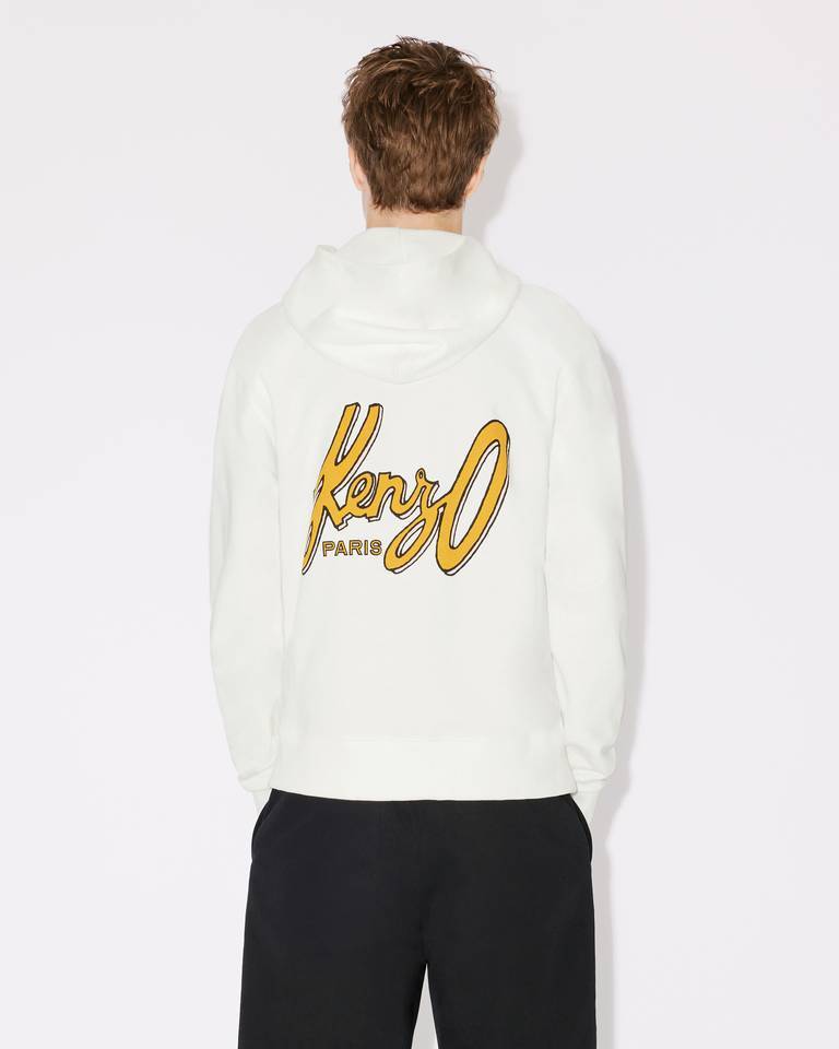 Kenzo Archive Logo Cotton Hoodie In White