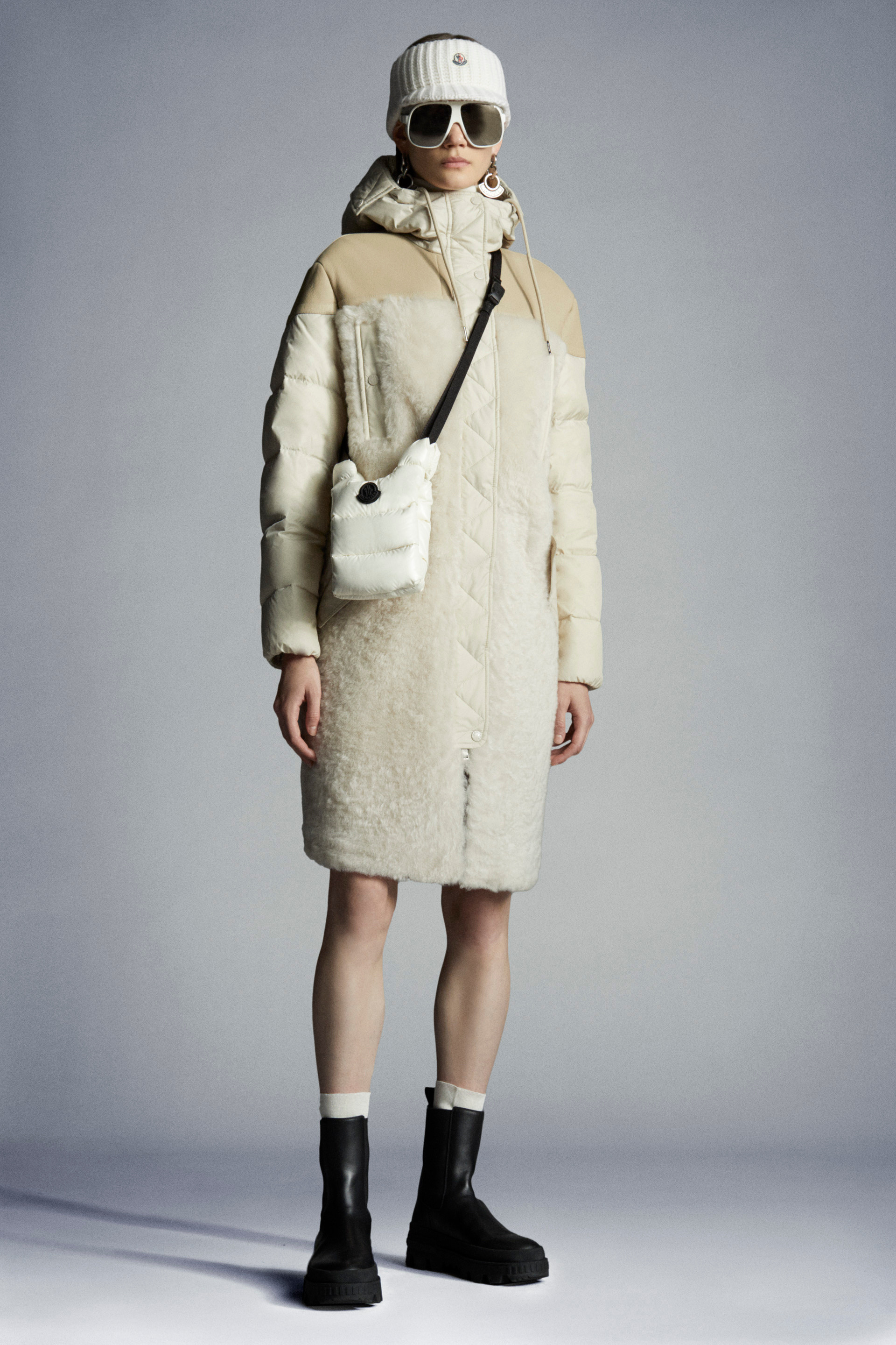 Moncler Logo Down Jacket In Nude