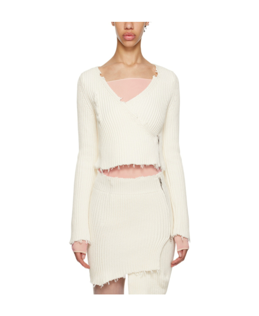 Mm6 Maison Margiela Making Old Zippered Cardigans In White