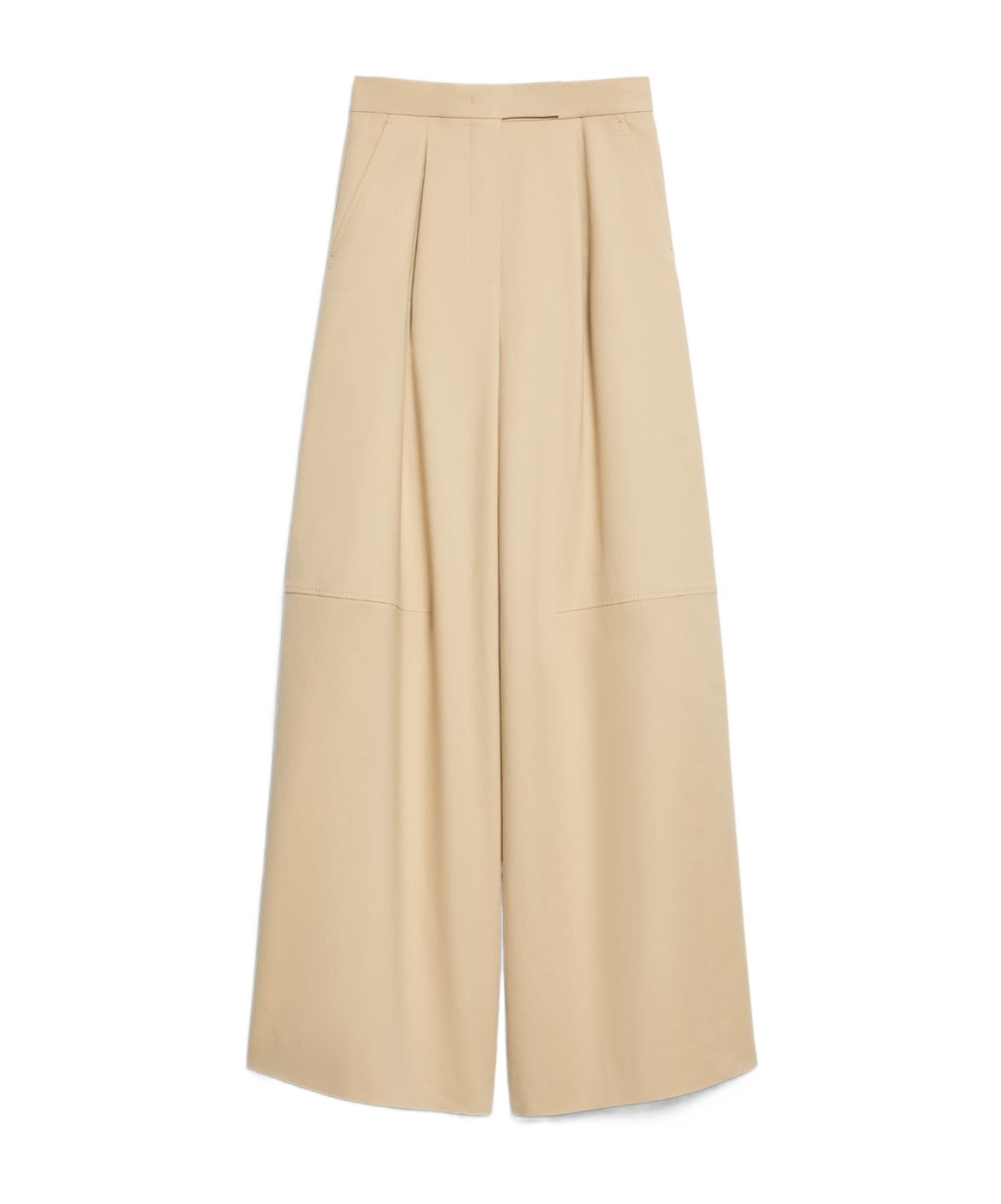 Max Mara Avoriaz Cotton Double Canvas Wide Pants In Nude
