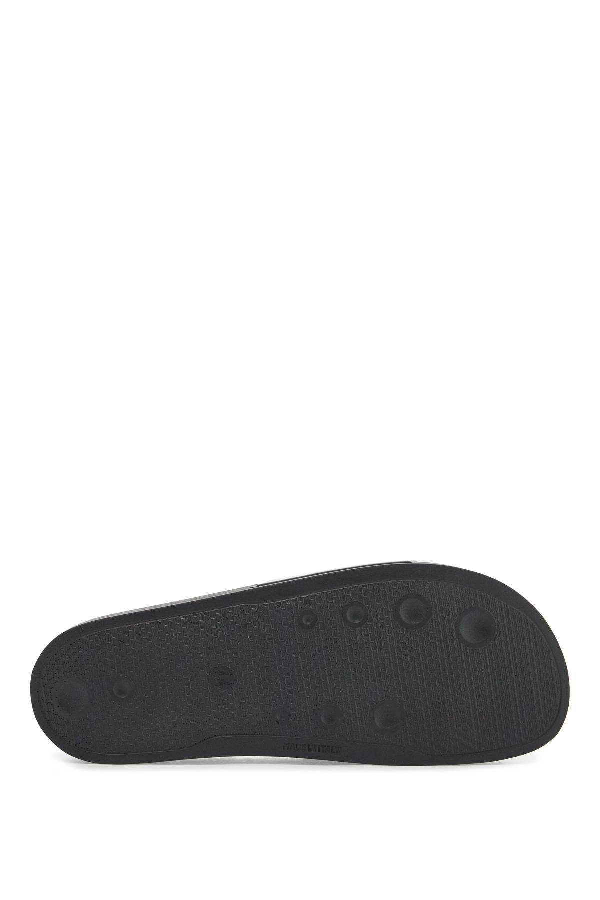 Shop Moschino Brand Logo Slippers In Black