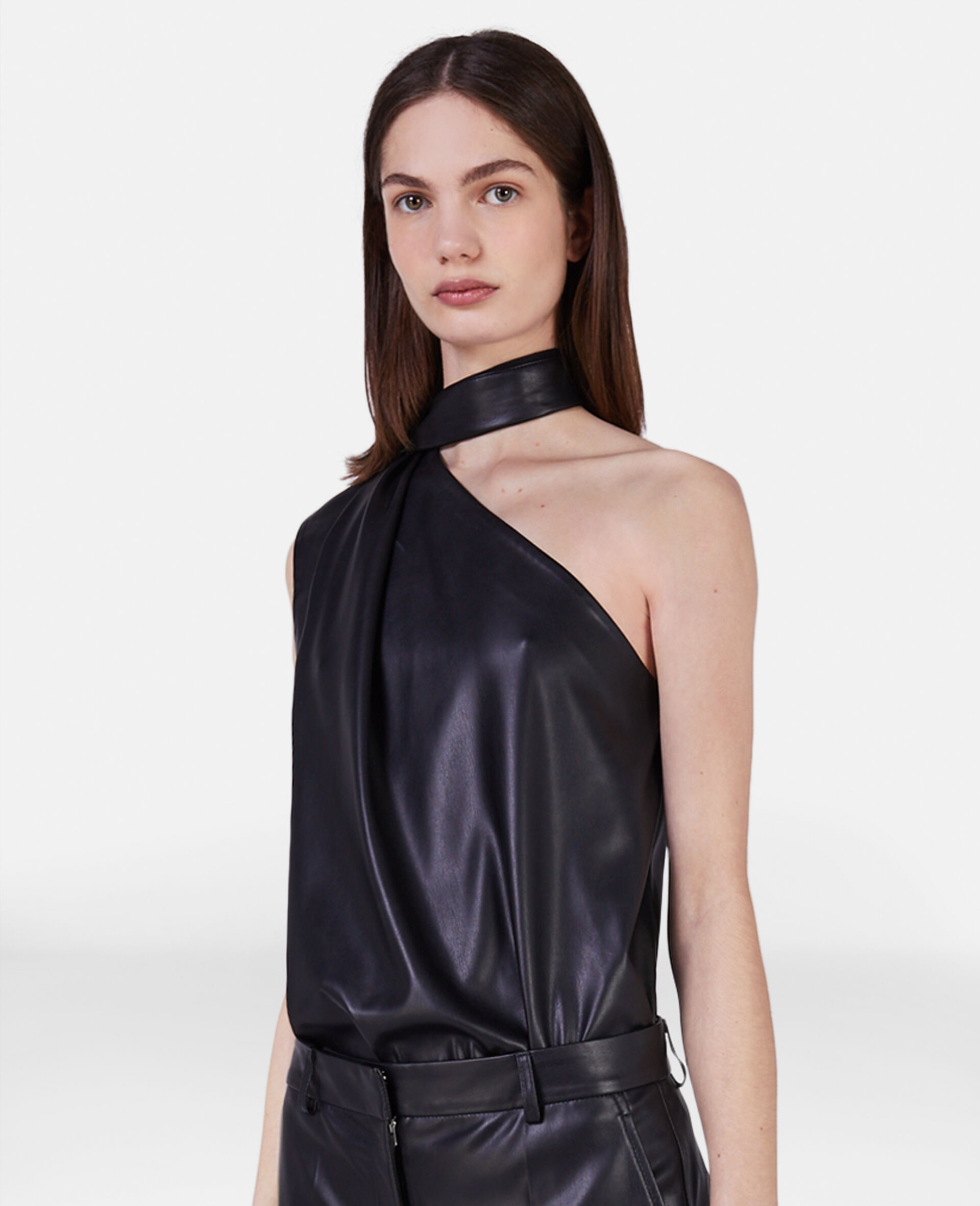 Stella Mccartney Ladies Black Scarf One-shoulder Top In Black