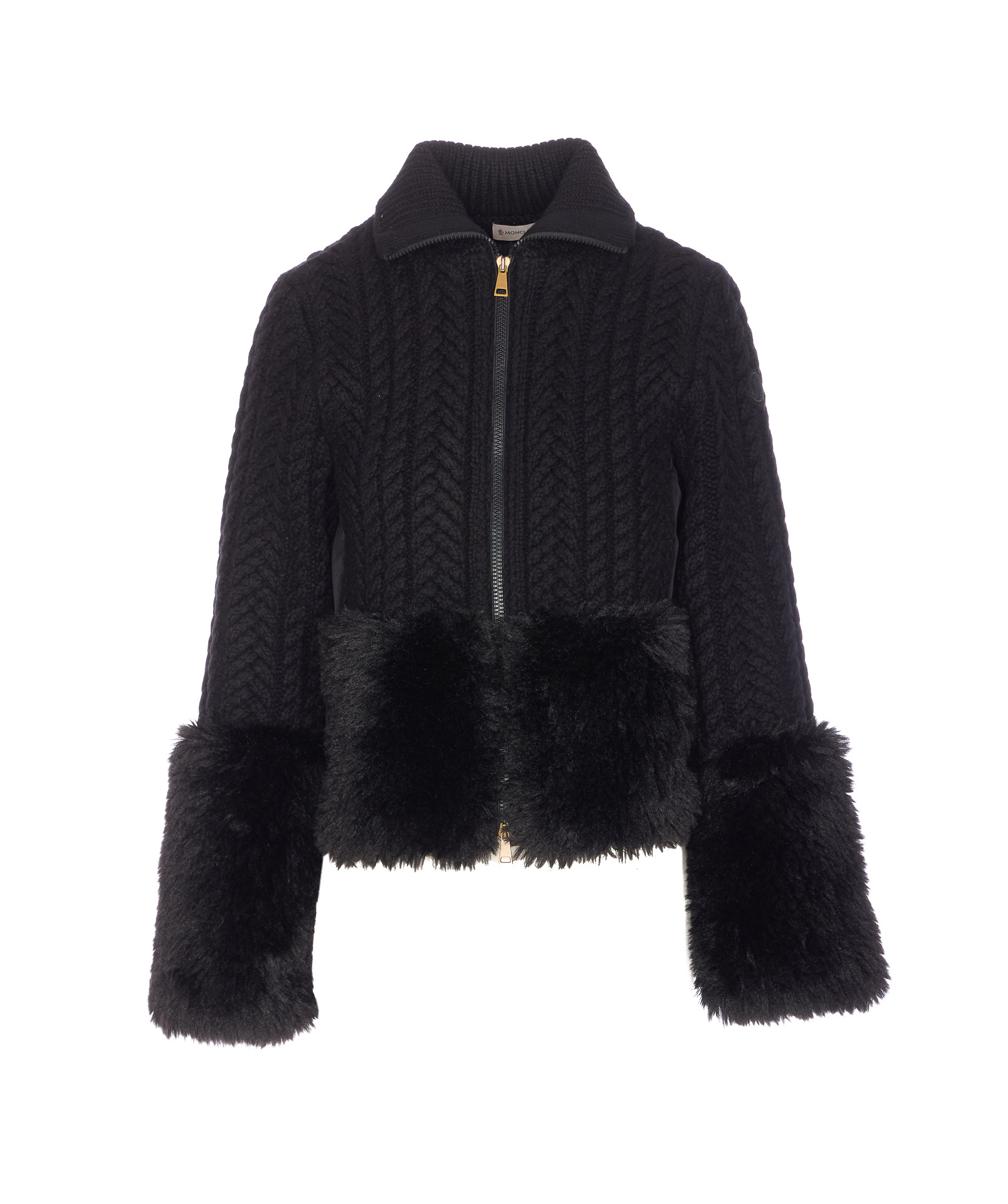 Moncler Wool Zipper Cardigan In Black