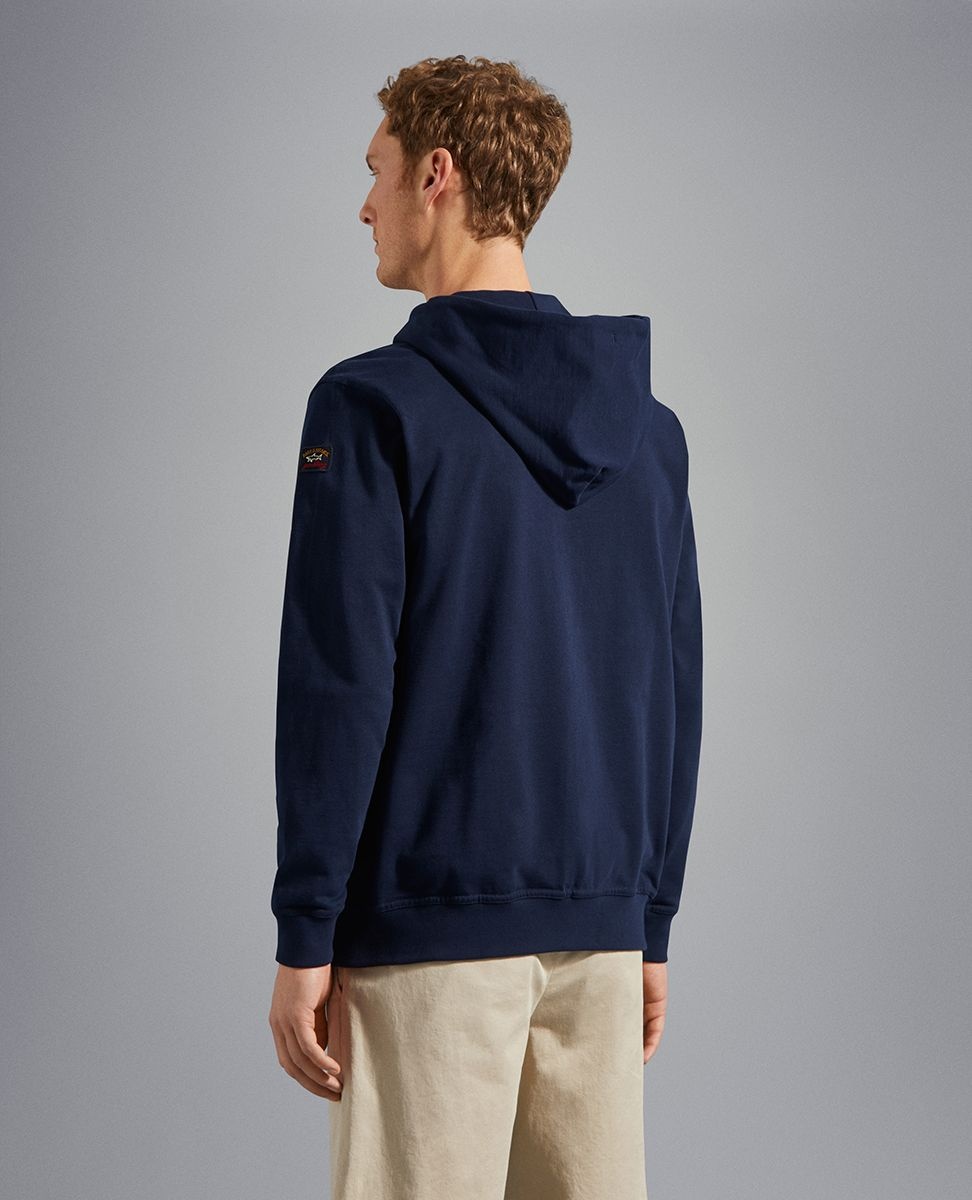 Paul & Shark Contrast Logo Hoodie In Black