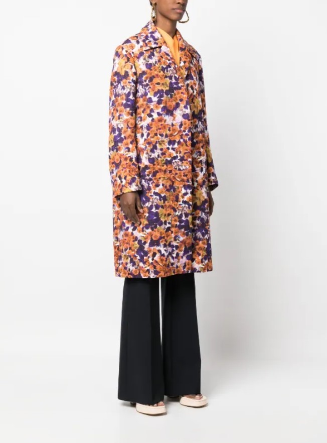 Shop Dries Van Noten Pattern Long-sleeved Coat In Brown