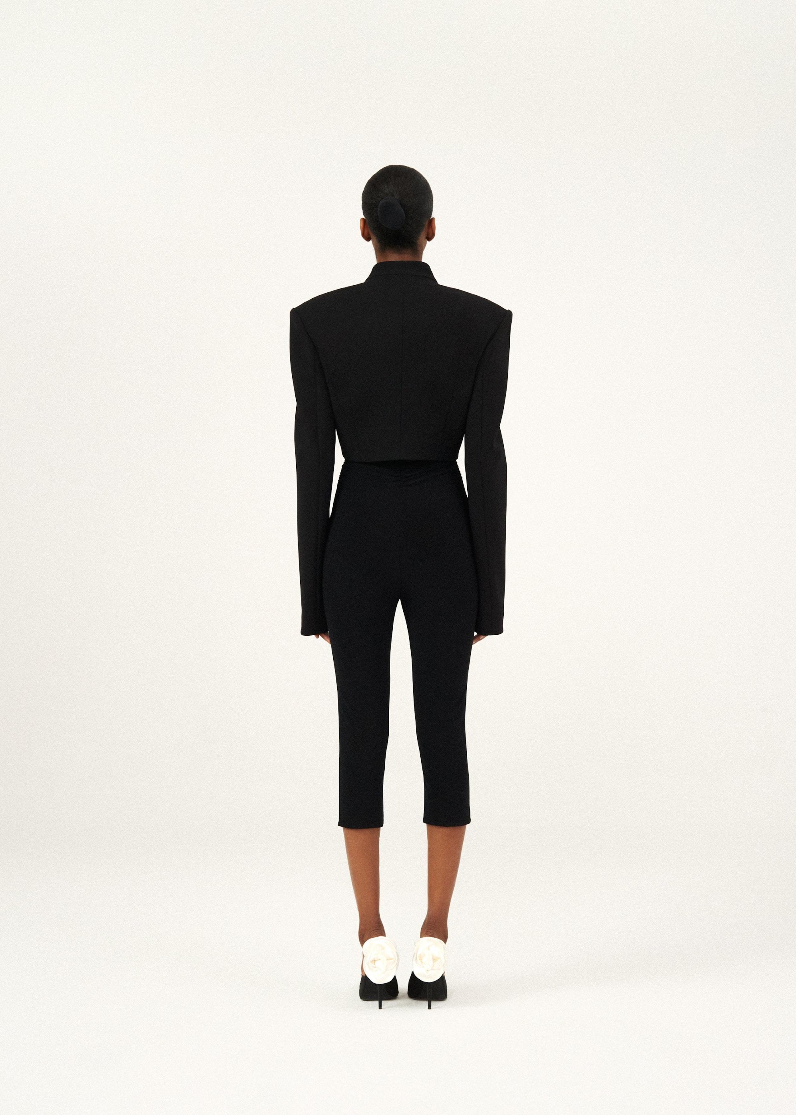 Magda Butrym Floral-detail Cropped Jacket In Black