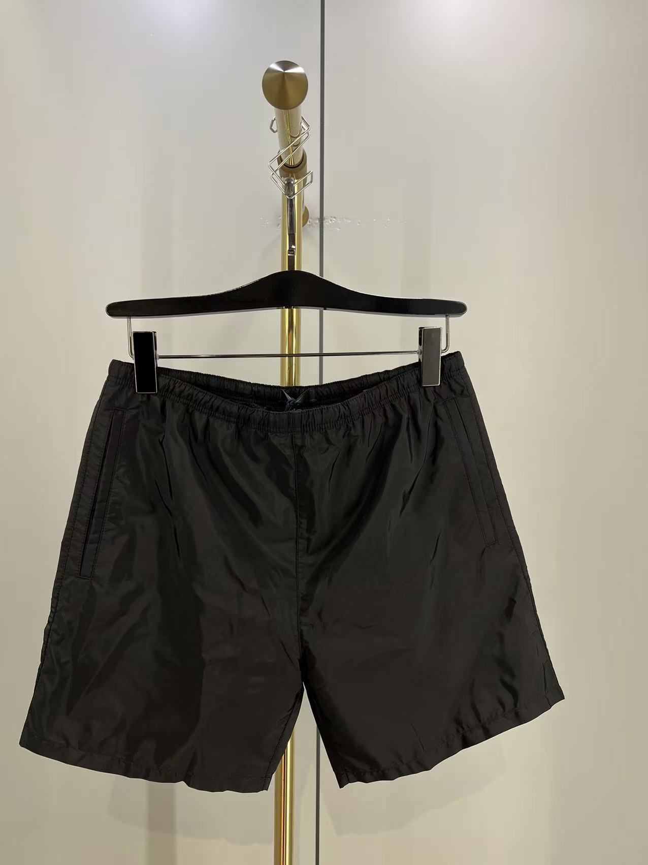 Prada Elastic Waist Swim Trunks In Black
