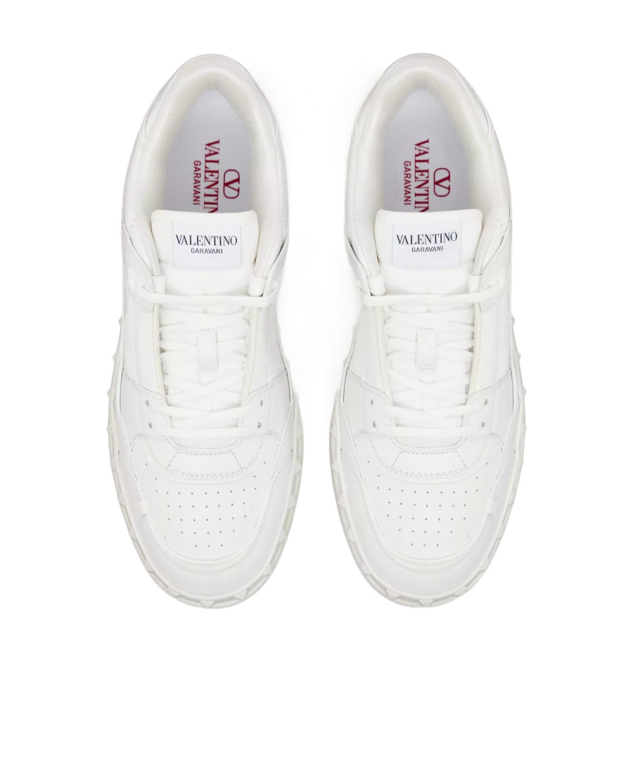 Valentino Leather Freedots Sneakers Studded Detailing In Gray
