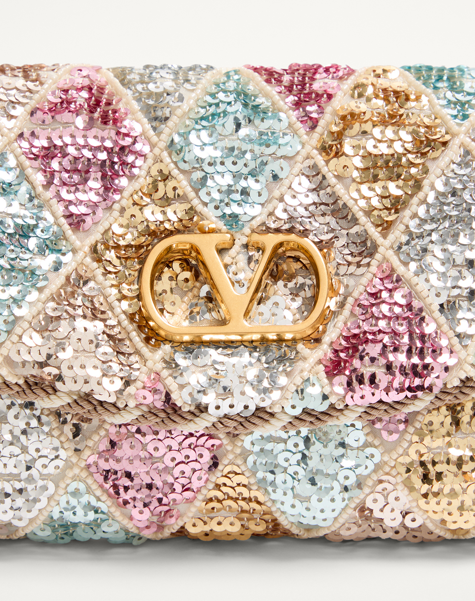 Valentino Small Vain Soft Sequin-embellished Shoulder Bag In Pink