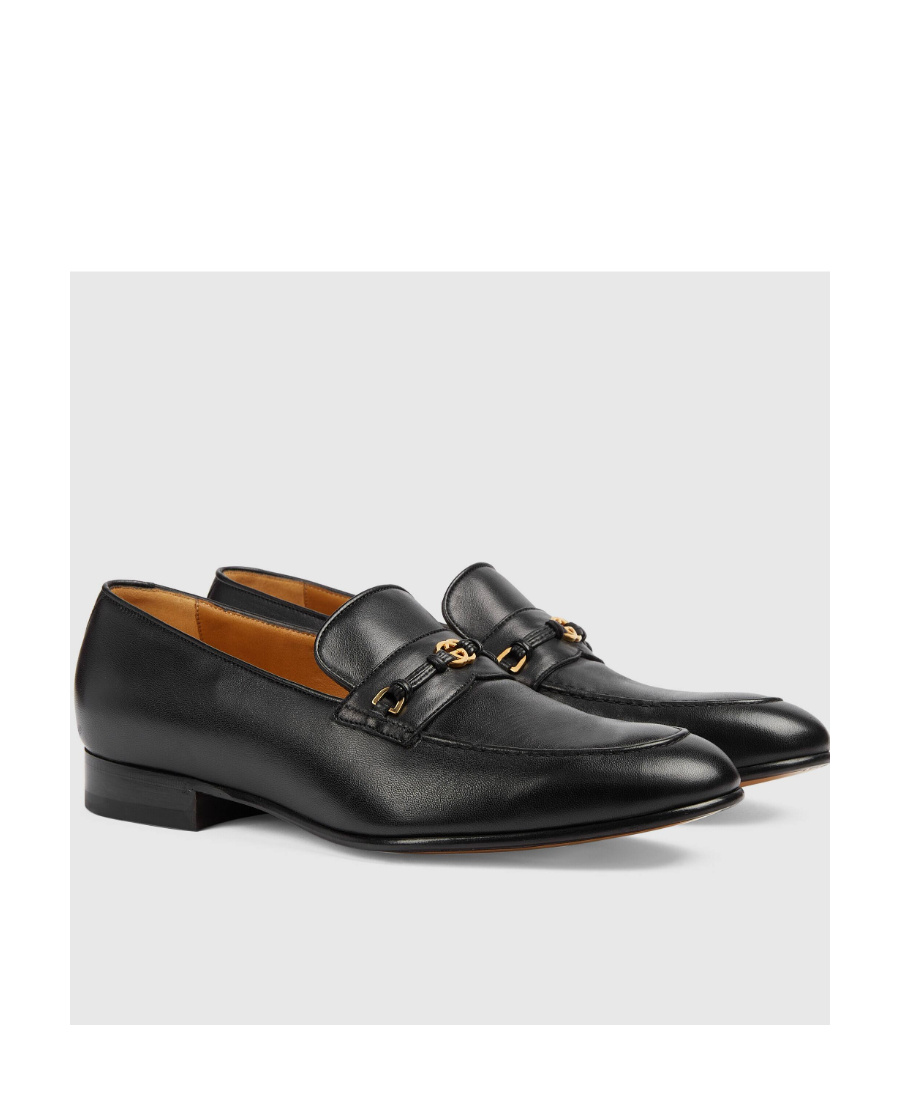 Gucci Interlocking G Leather Loafers In Black