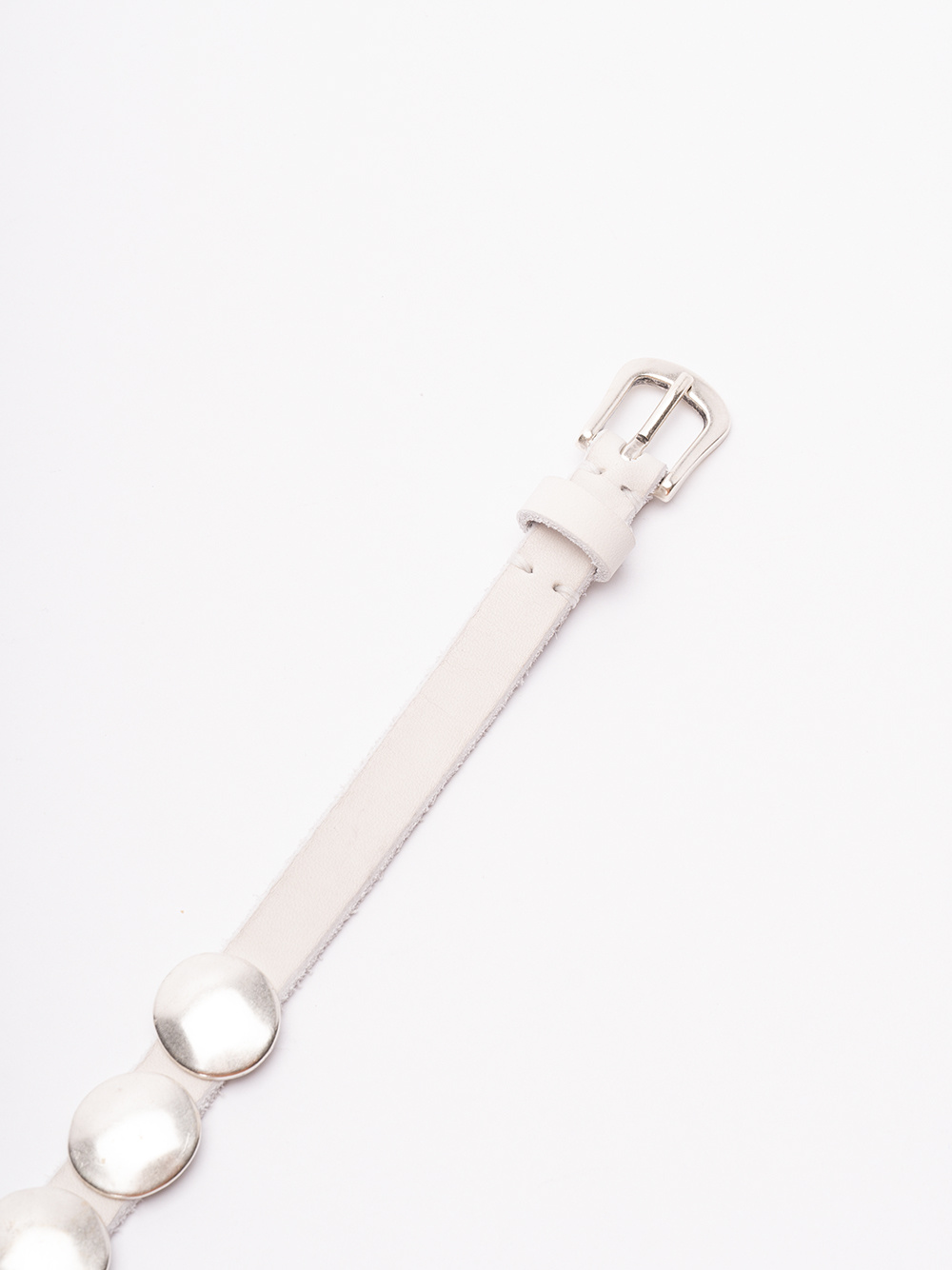 Golden Goose Adjustable Leather Belt With Silver-tone Accents In White
