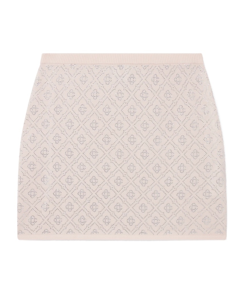 Shop Casablanca Crystal Letters Wool Knitted Miniskirt In Pink
