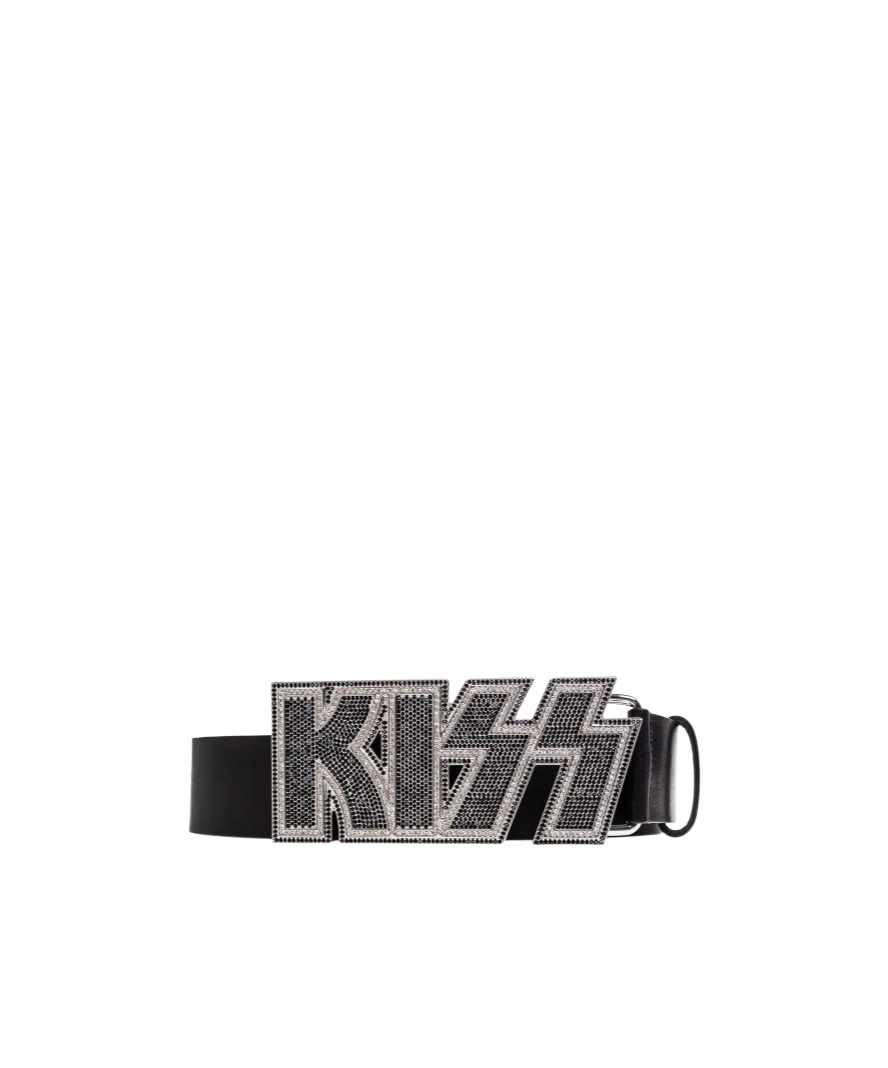 Dsquared2 X Kiss Embellished Buckled Belt In Black