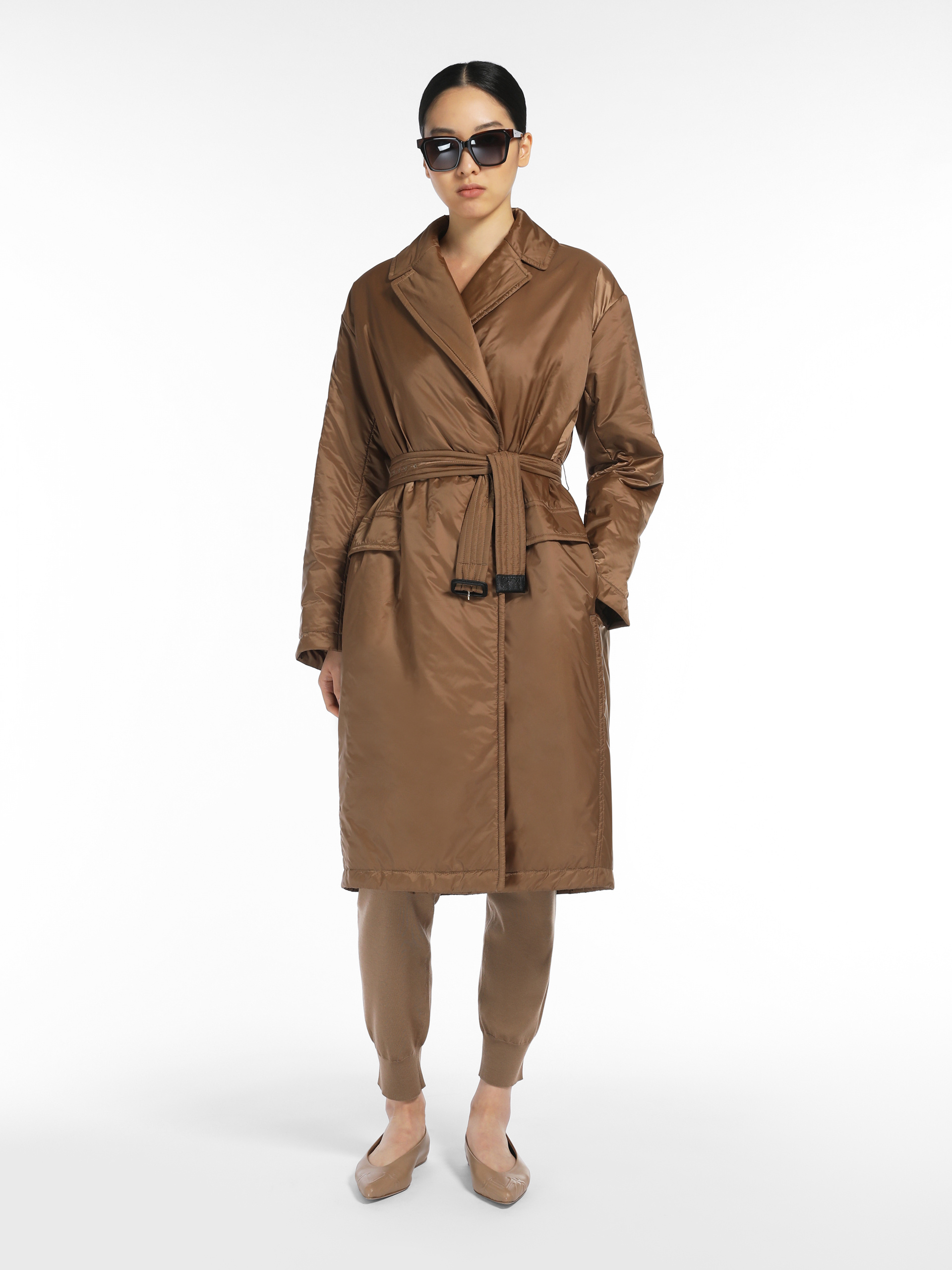 Max Mara Lapel Stuffed Coat In Brown