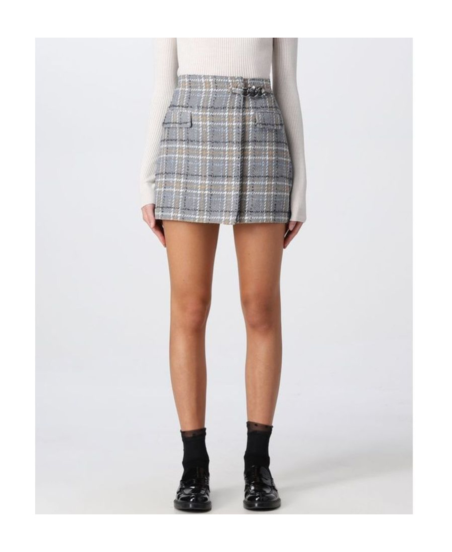 Liu •jo Plaid A-line Skirt In Gray