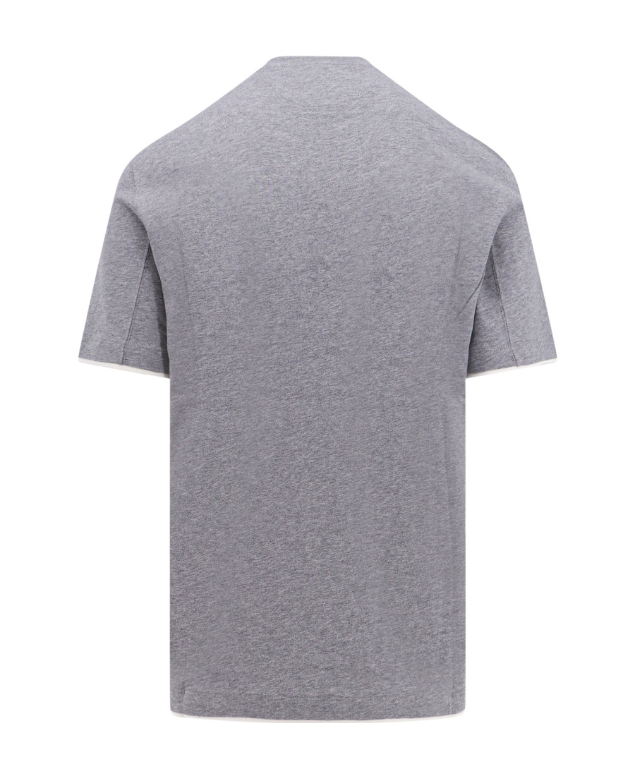 Brunello Cucinelli Double Layer Crewneck T-shirt In Gray