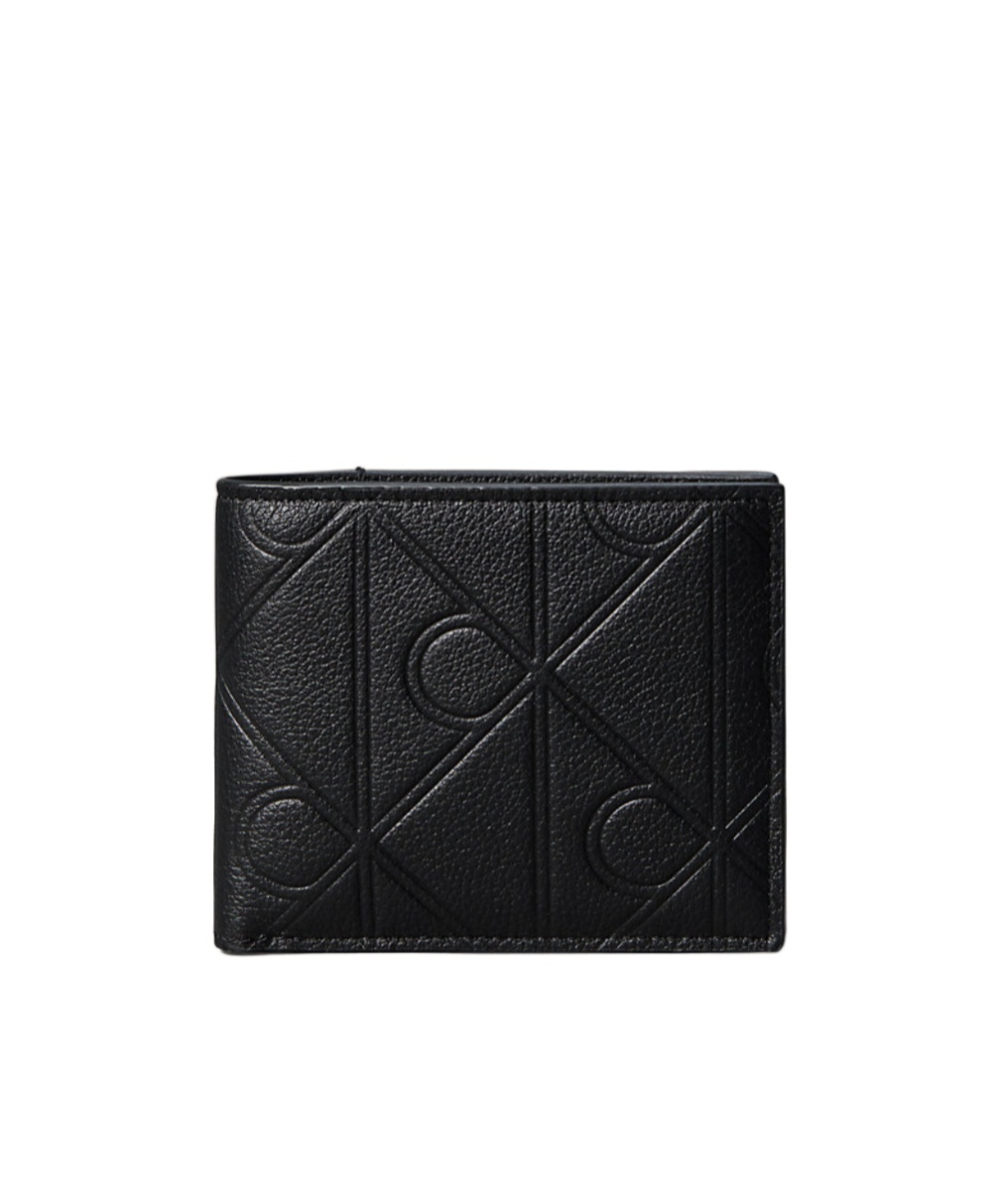 Calvin Klein Full-grain Leather Rfid Billfold Wallet In Black