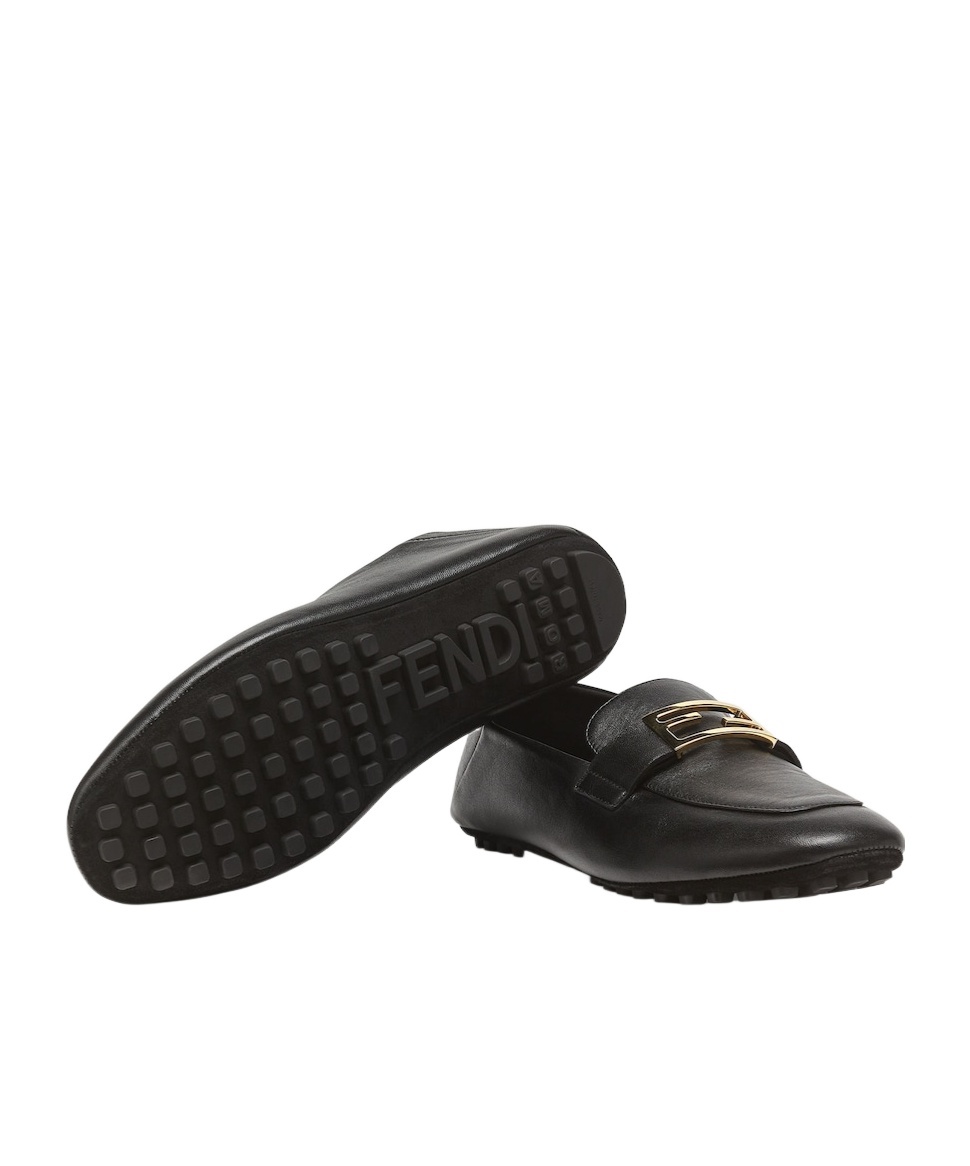 Fendi Baguette Folded Heel Leather Loafer In Black
