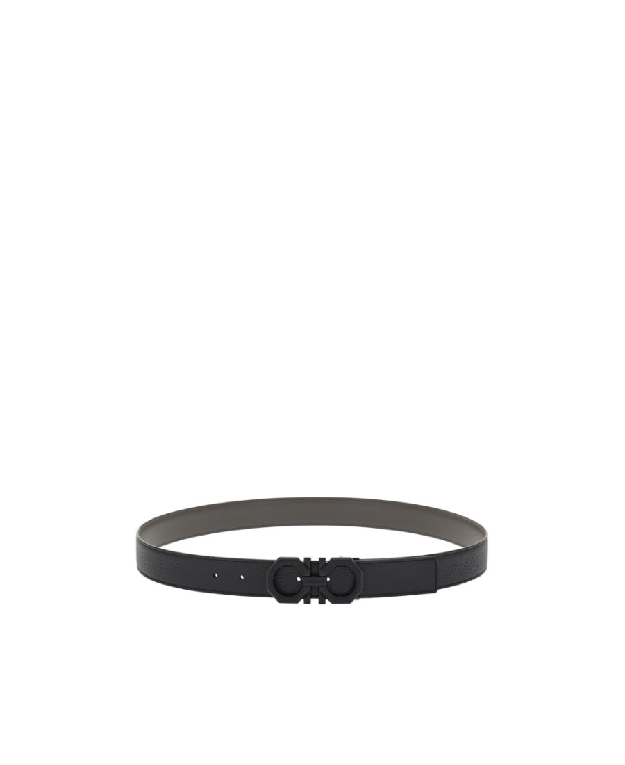 Ferragamo Gancini Reversible Leather Belt In Black