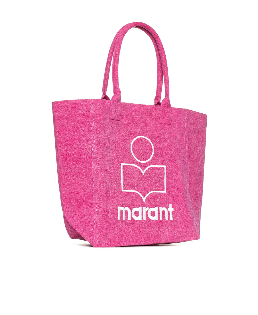 Isabel Marant Women Small Yenky Bag In Faded-effect Cotton With Logo In Pink
