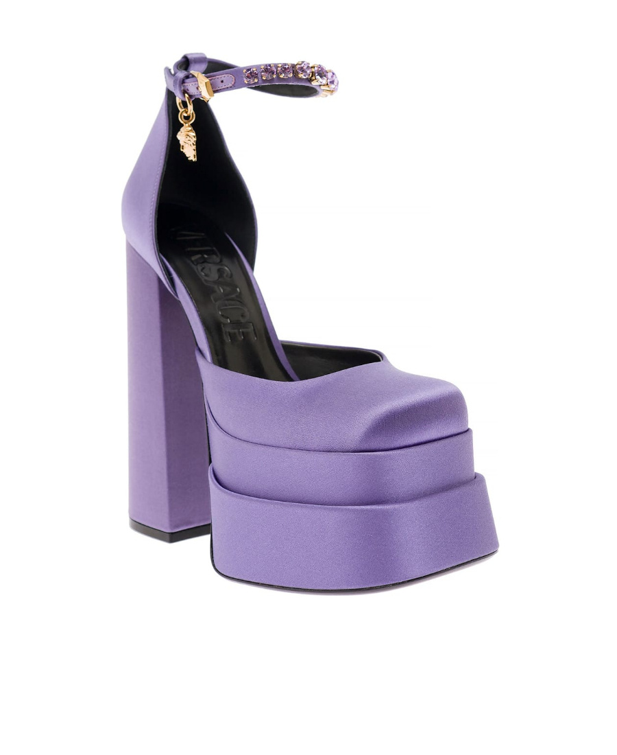 Versace Medusa Aevitas Embellished Satin Platform Sandals