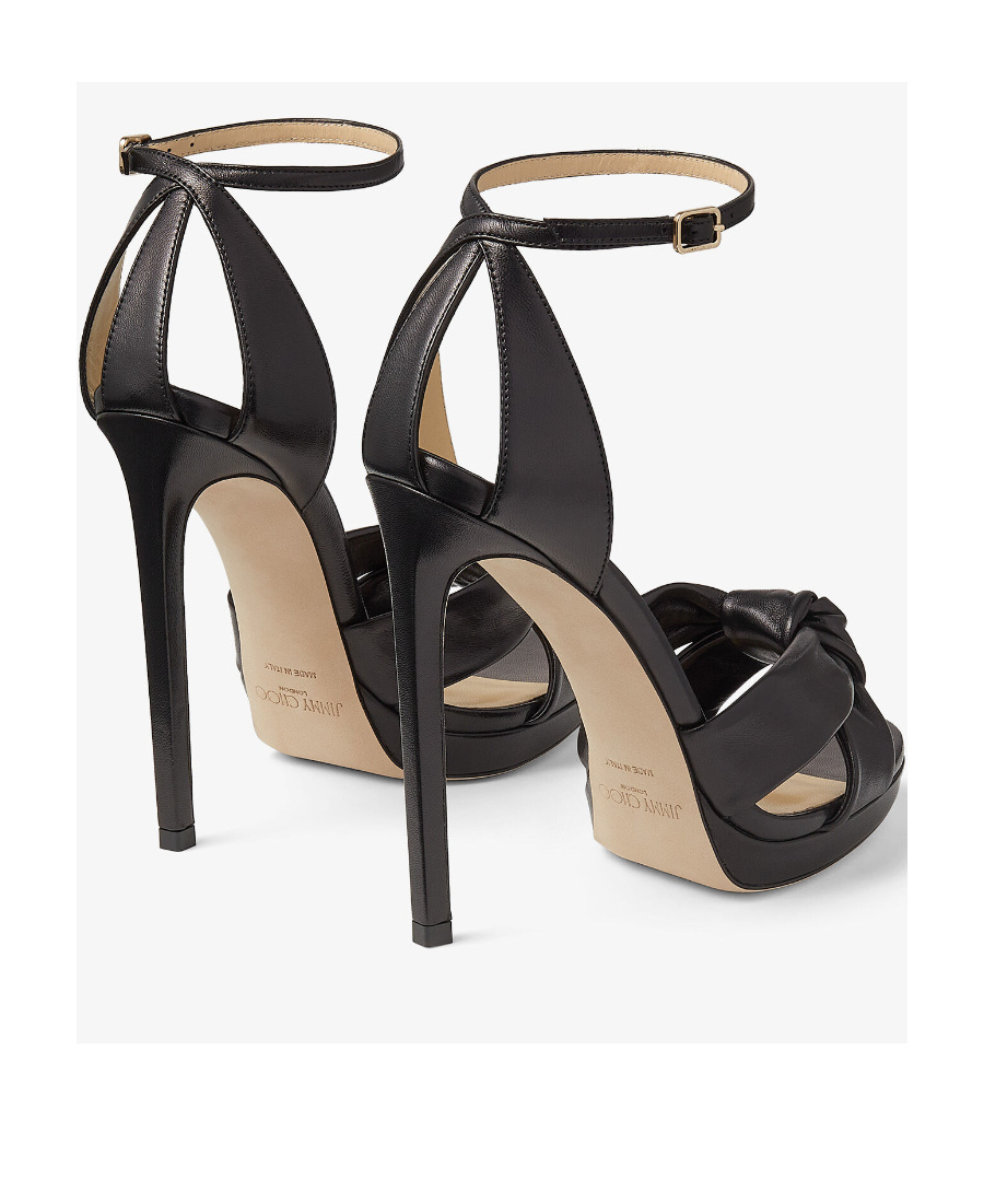 Jimmy Choo Rosie Knot Leather Ankle-strap Sandals In Black