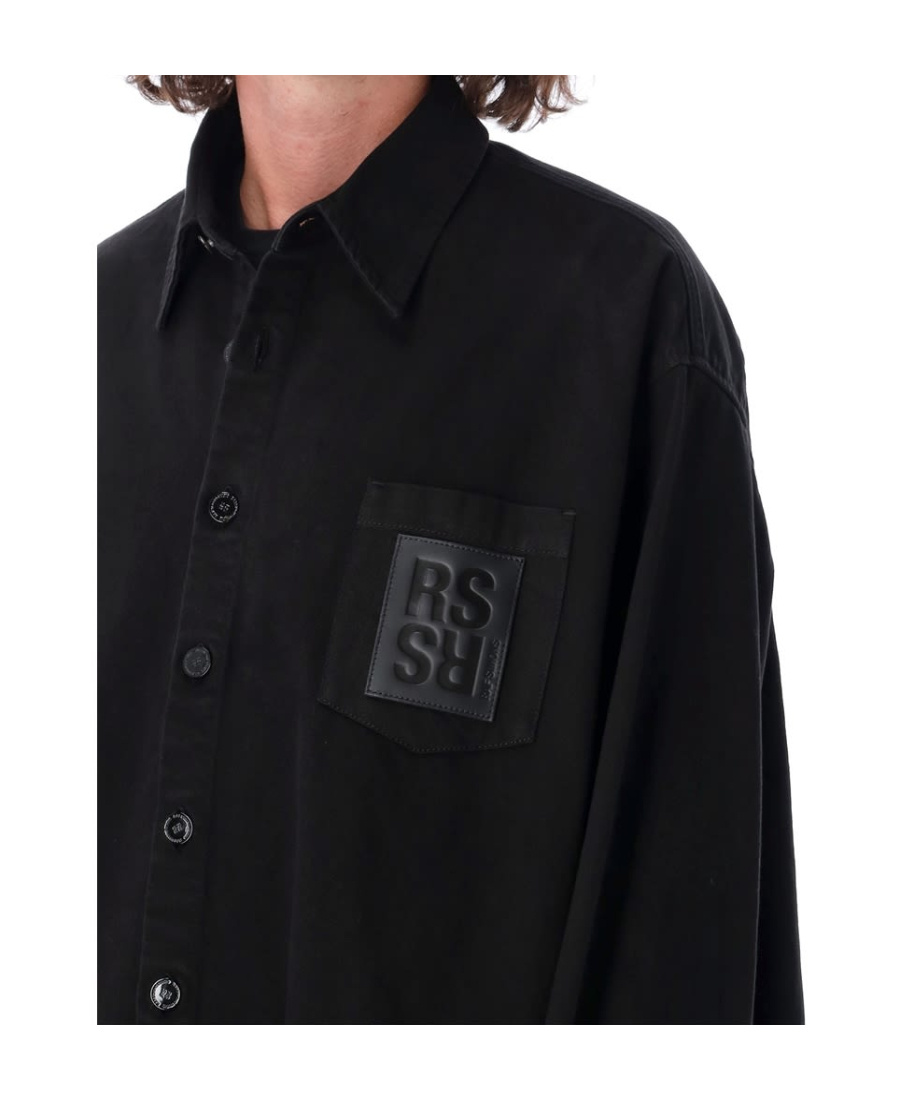 Raf Simons Logo Long-sleeved Shirt In Black