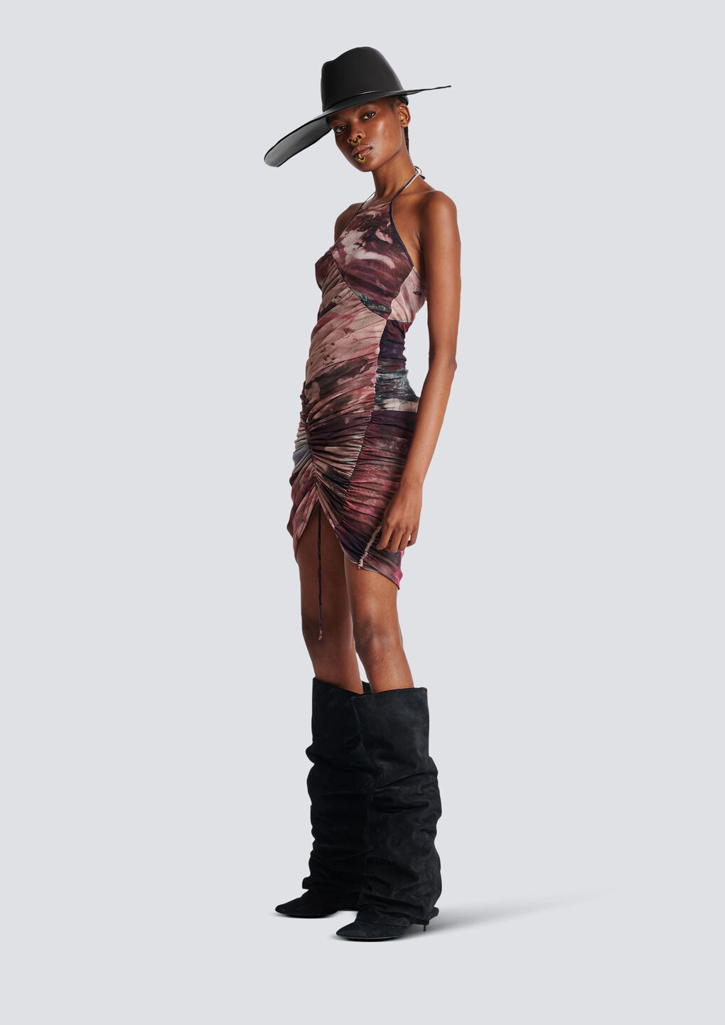 Balmain Pastel-print Tulle Dress In Multicolor