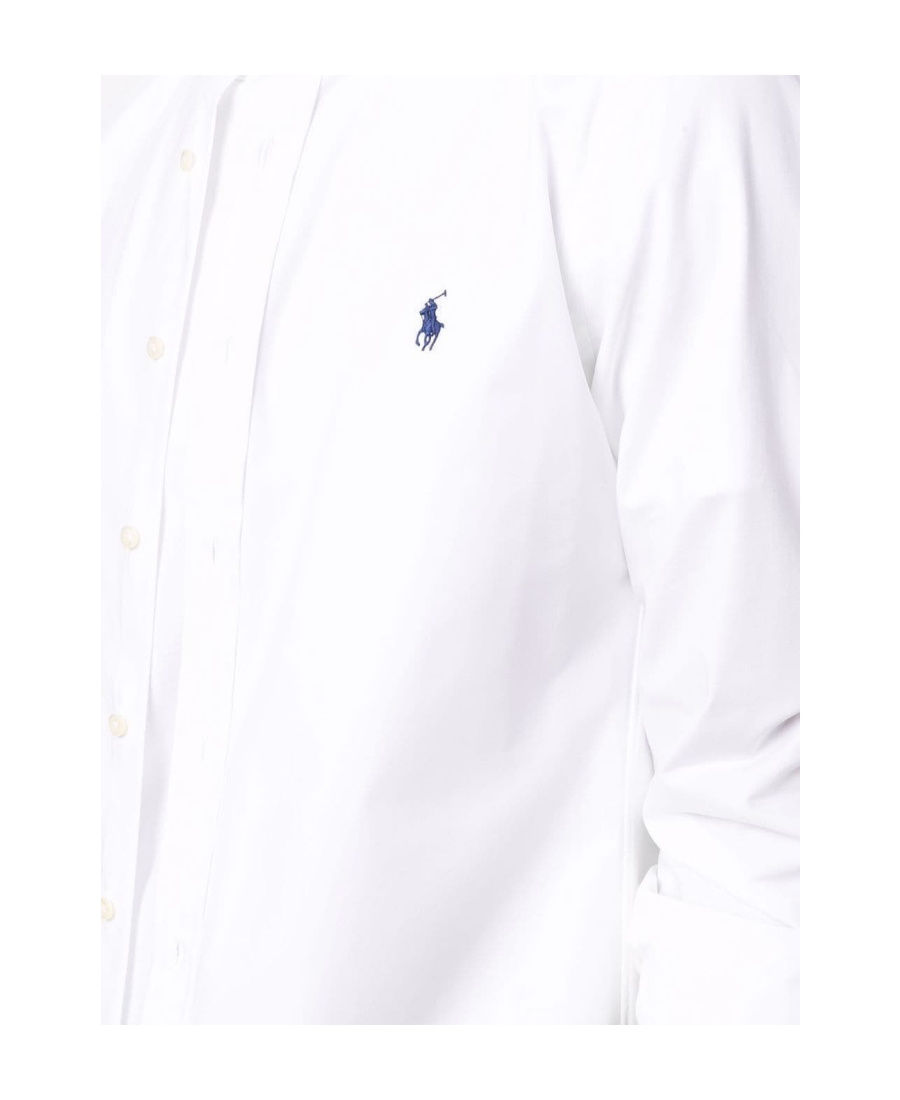 Polo Ralph Lauren Embroidered-logo Cotton Shirt In White