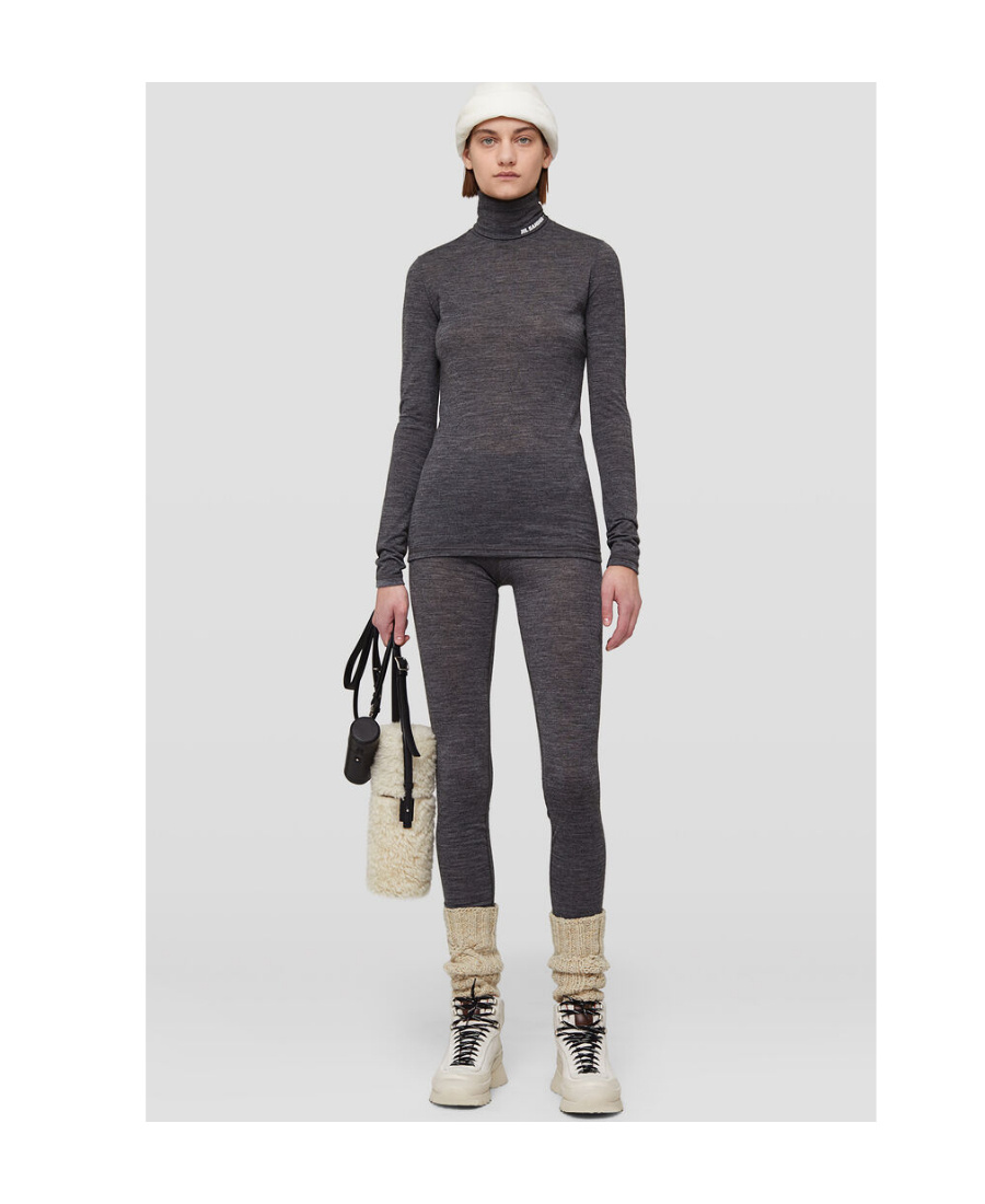 Jil Sander Logo-print Roll-neck Top In Black
