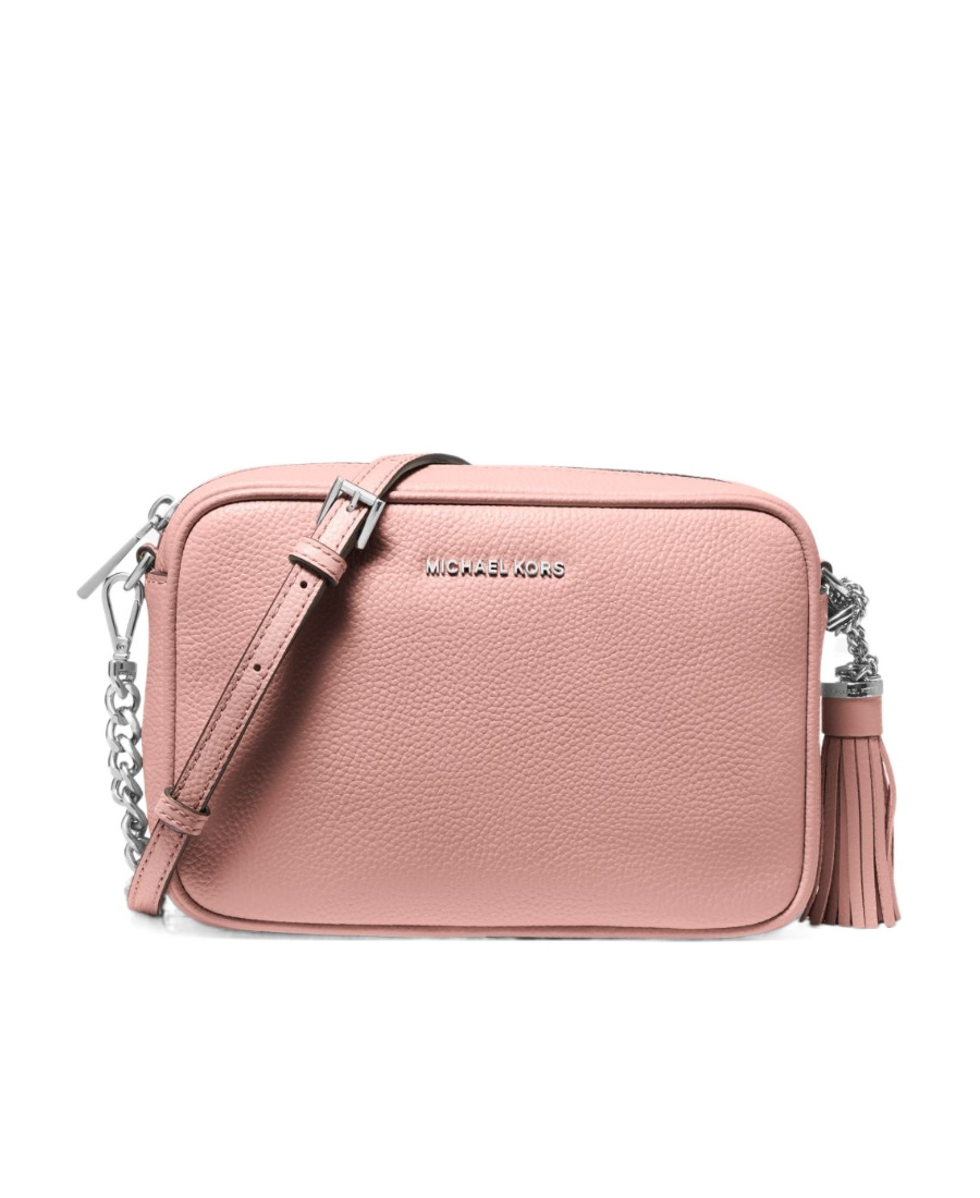 Michael Kors Old Rose Leather Large East West Jet Set Crossbody Bag In Pink
