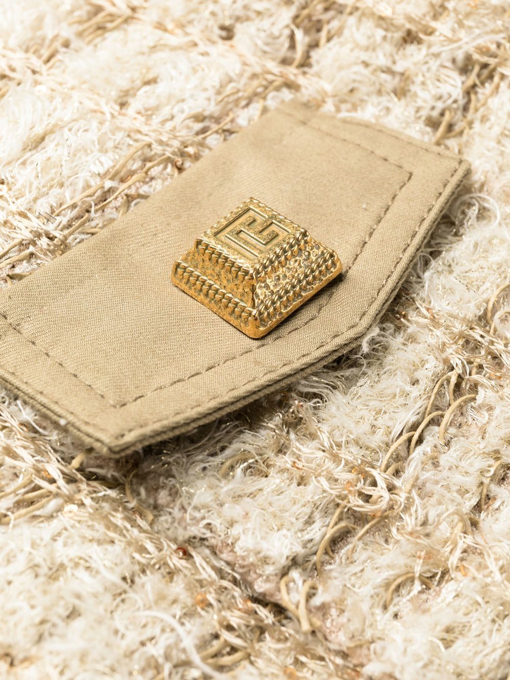 Balmain Textured Tweed Short Dress With Front Pockets In Neutral