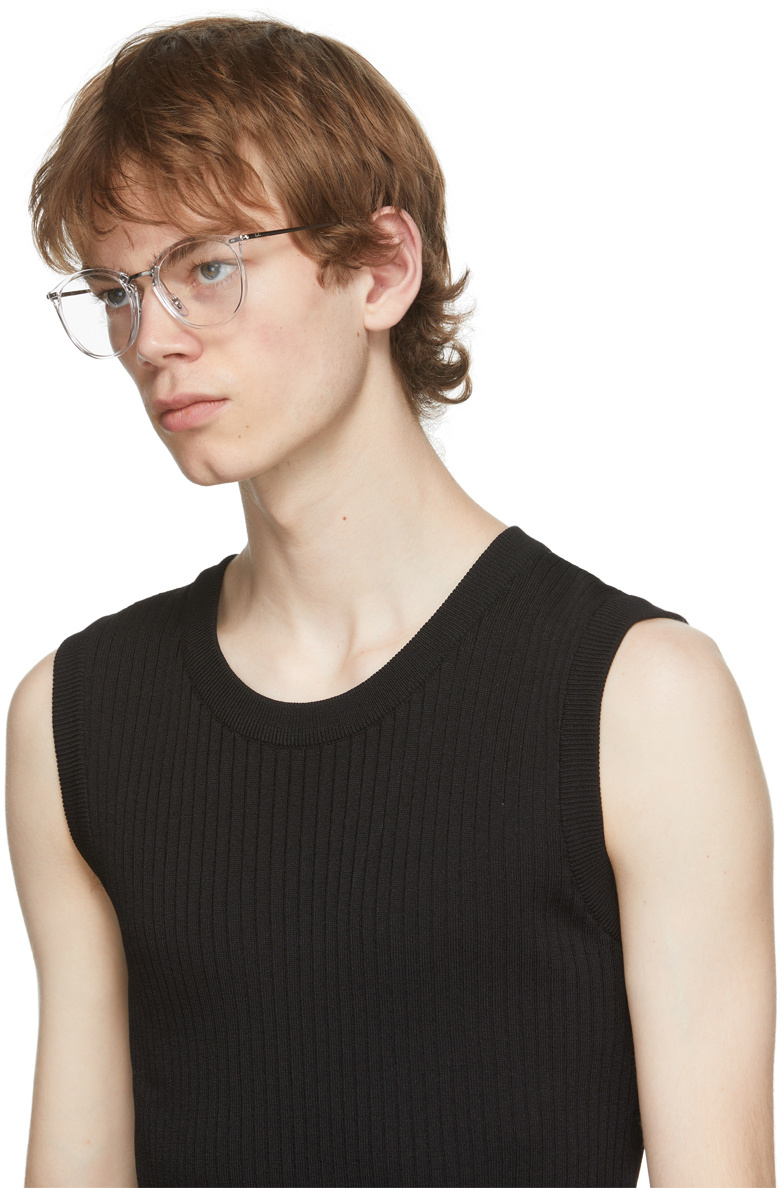 Ray Ban Transparent Geometric Frame Flat Mirror In White