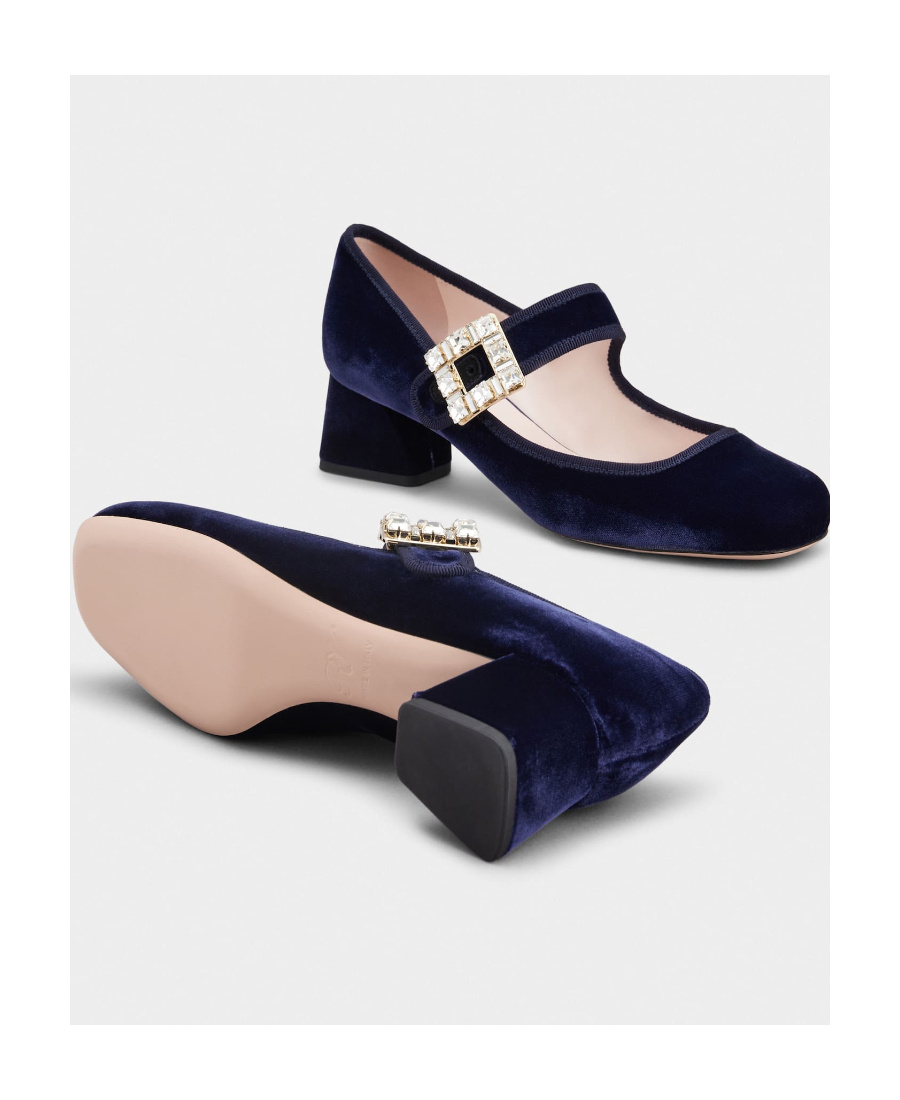 Roger Vivier Très Vivier Piping Diamond-button High Heels In Blue