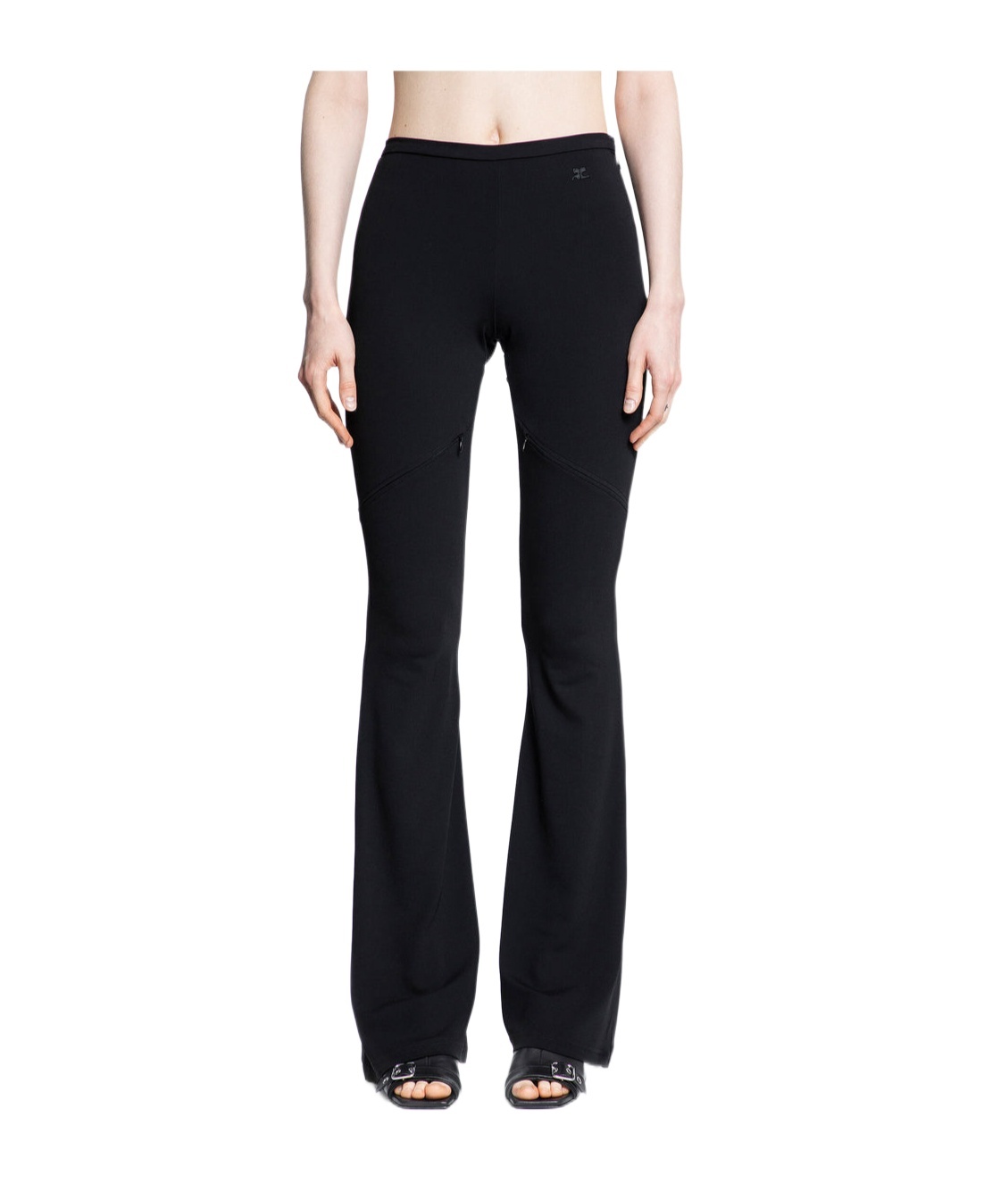 Courrèges Flared Trousers With Cut Out Details In Black