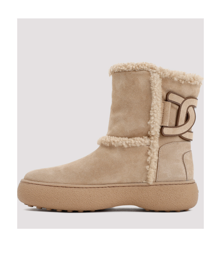 Tod's Women Suede Leather Boots In Nude