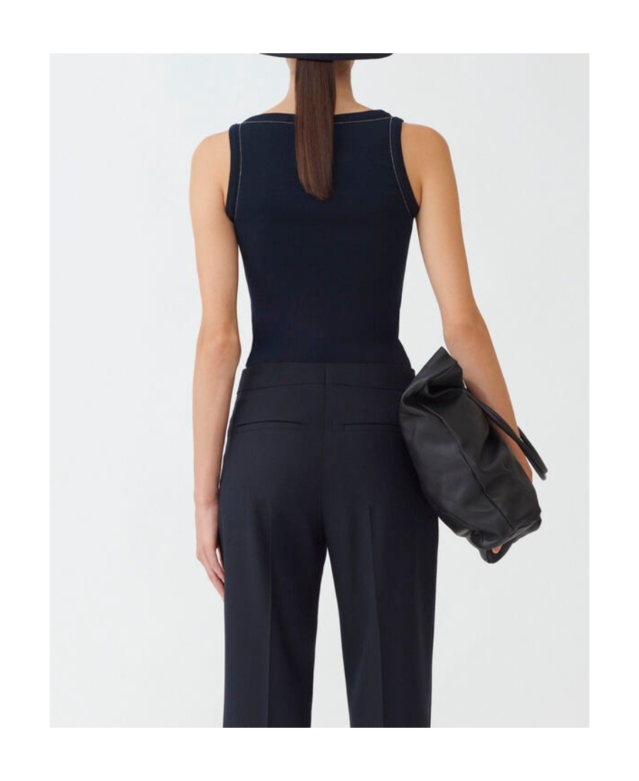 Shop Fabiana Filippi Bead Embellished Ribbed Tank Top In Black