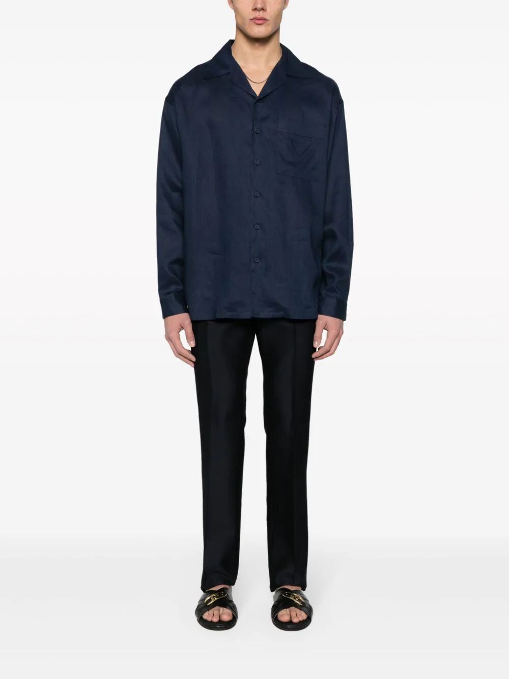 Prada Long-sleeved Shirt In Blue