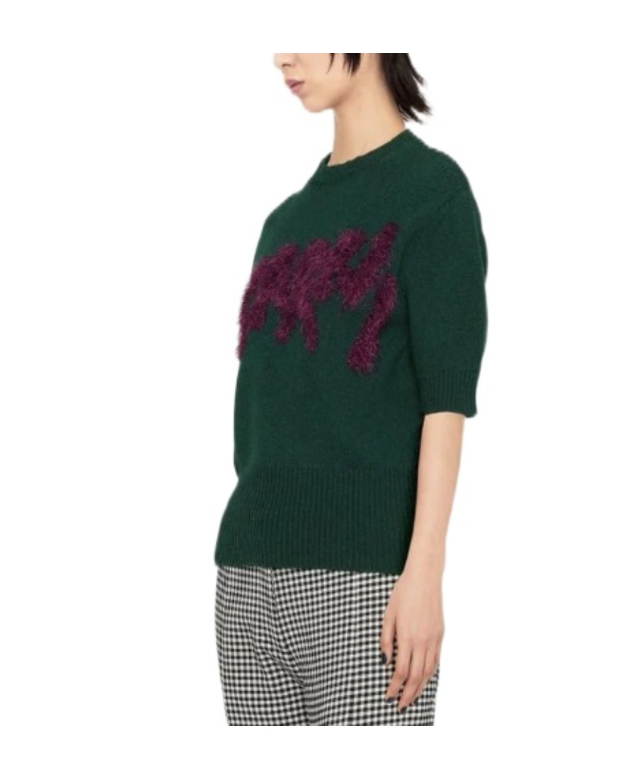 Marni Appliqué-logo Knitted Top In Green