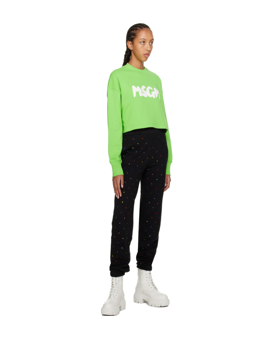 Msgm Stud-embellished Tapered Joggers In Black