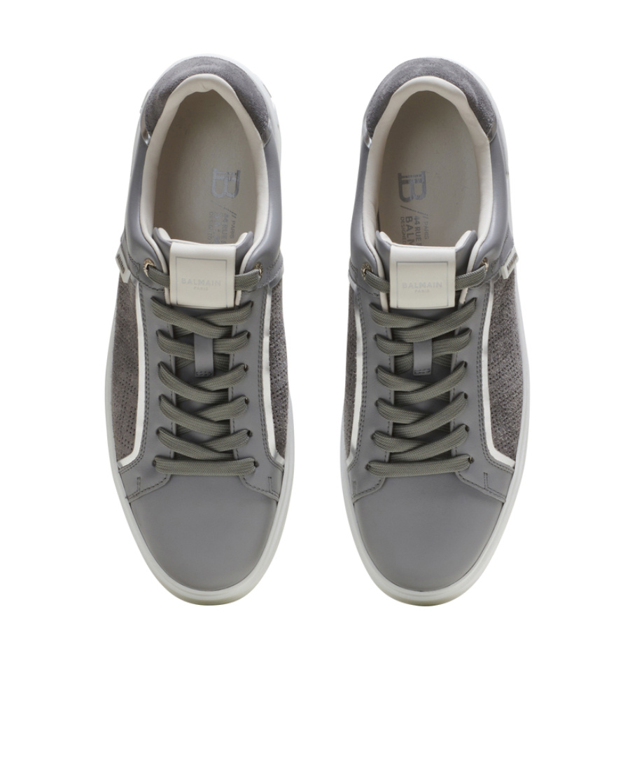 Balmain B-court Leather Sneakers In Gray