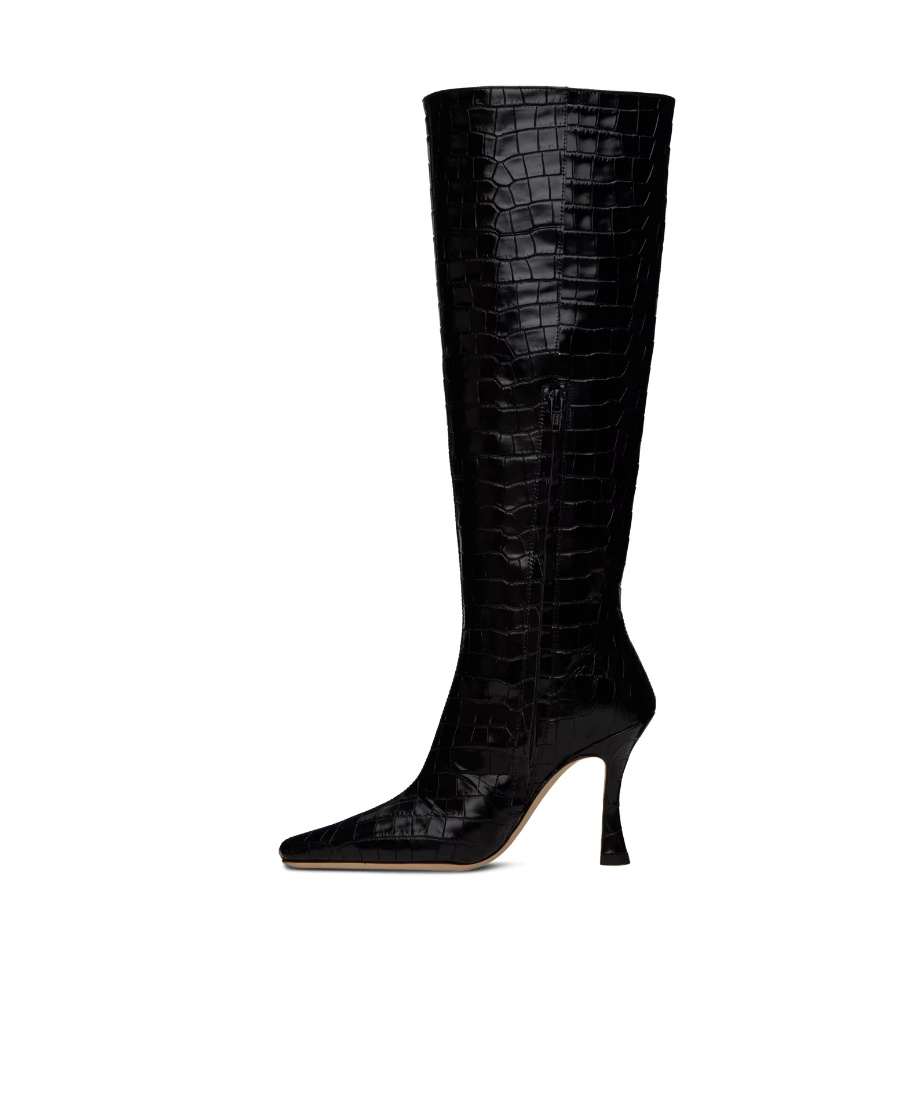 Staud Pattern And Texture High-heeled Boots In Black