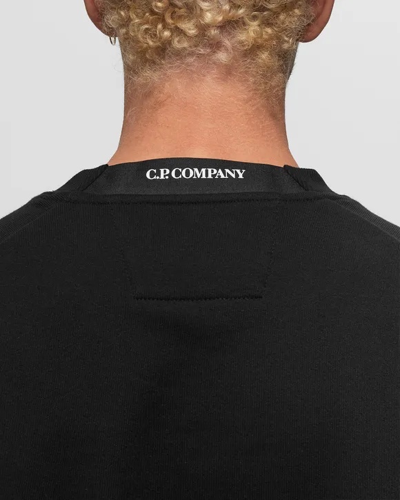 C.p. Company Sweatshirts Crew Neck In Diagonal Raised Fleece In Black