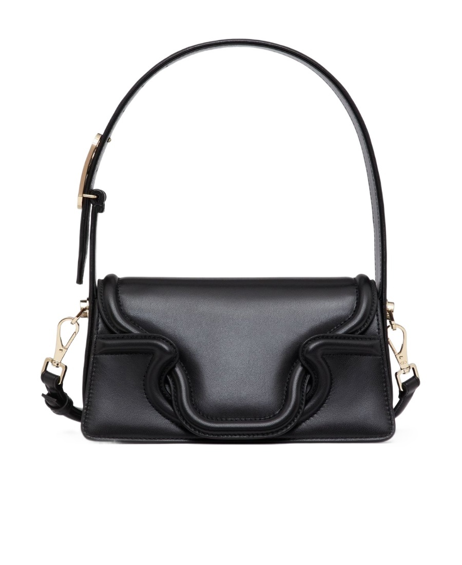 Valentino Sculpture Leather Shoulder Bag In Black