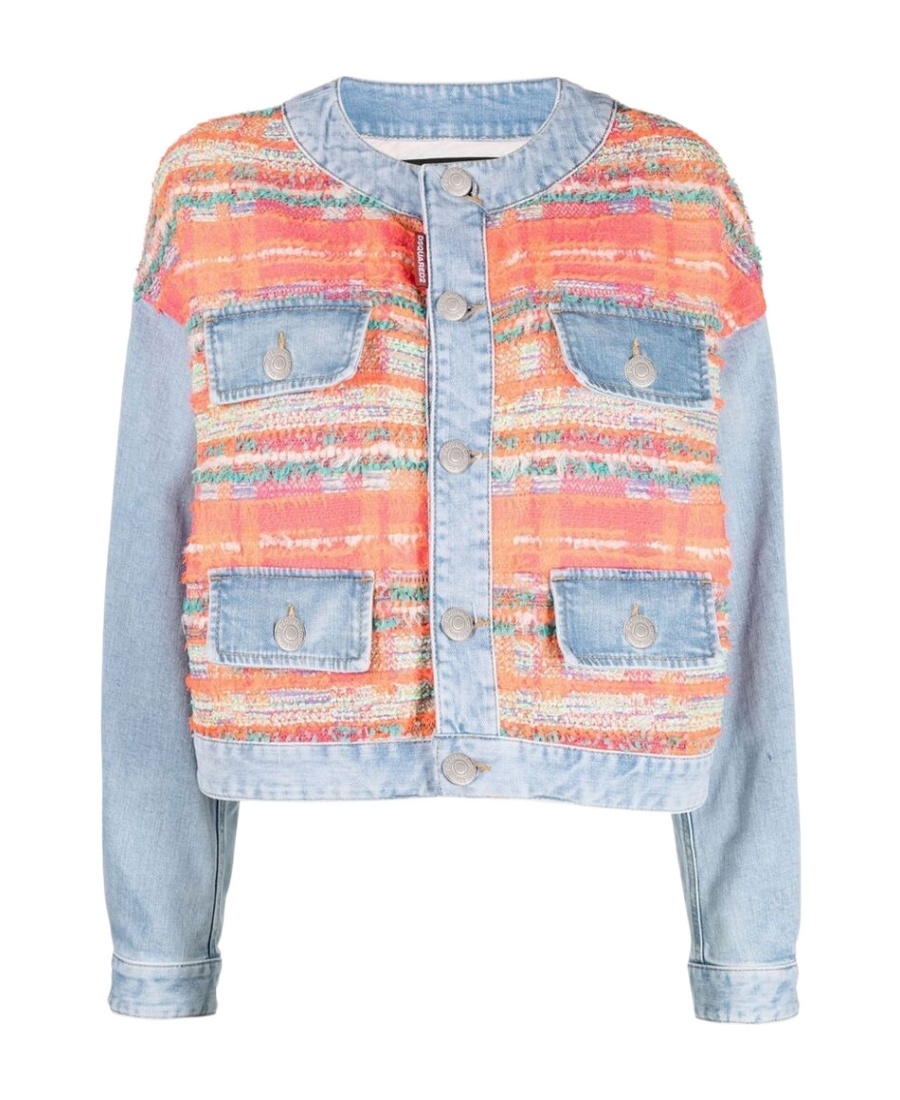 Dsquared2 Combo Denim Jacket In Pink