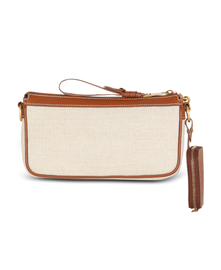 BALMAIN B-ARMY CANVAS CLUTCH BAG WITH LEATHER INSERTS 