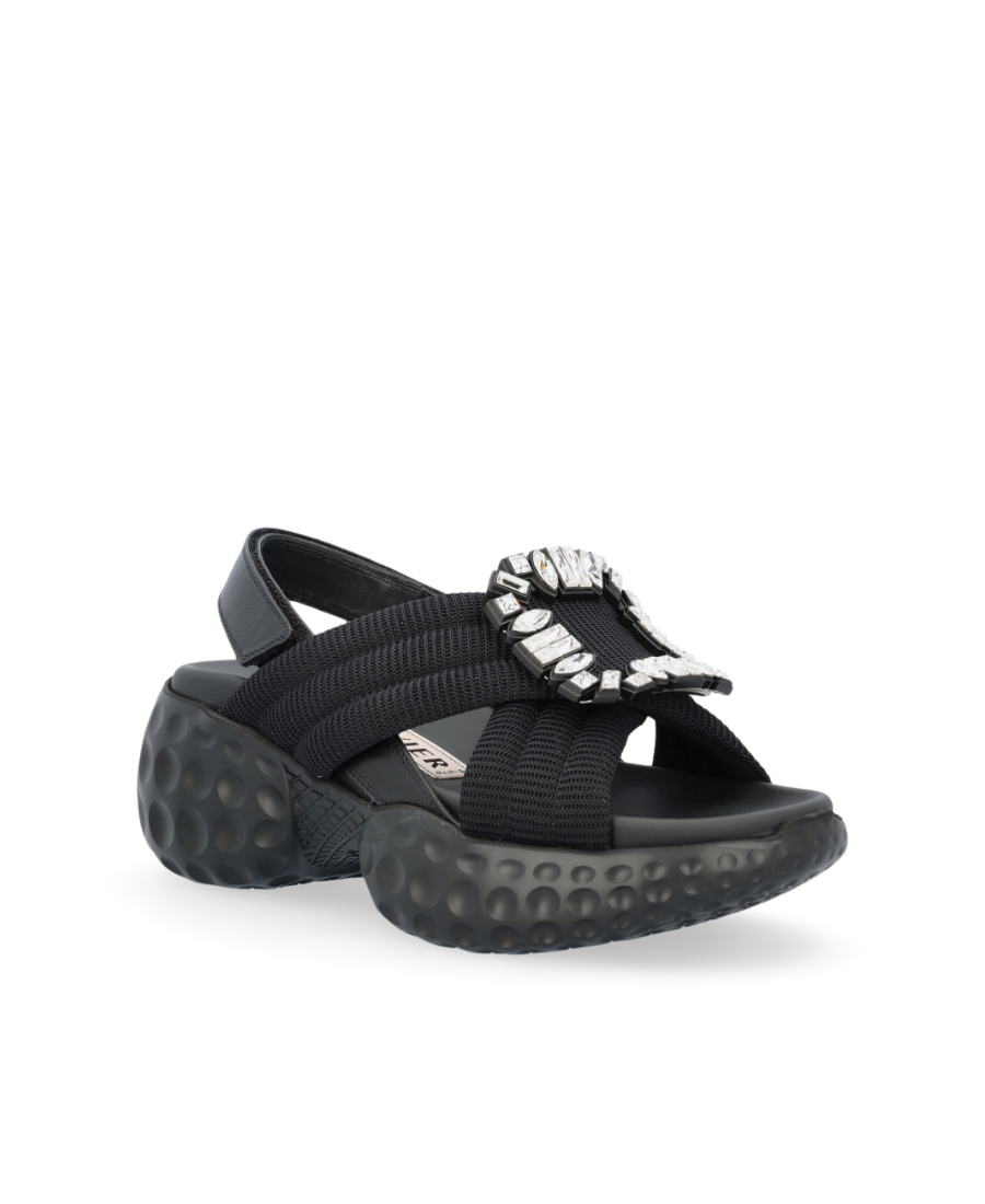 Roger Vivier 40mm Viv Run Scuba Sandals In Black