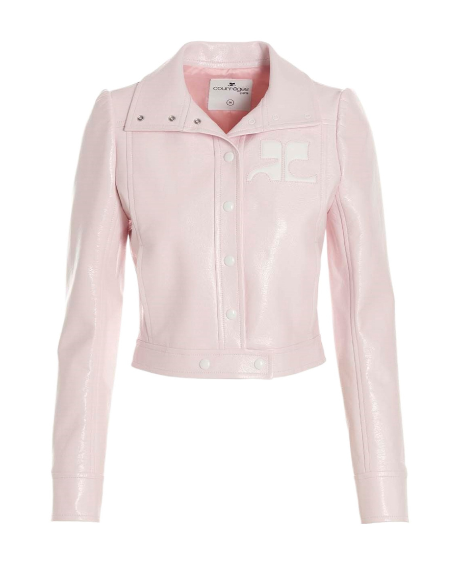 Courrèges Logo-patch Cropped Jacket In Pink