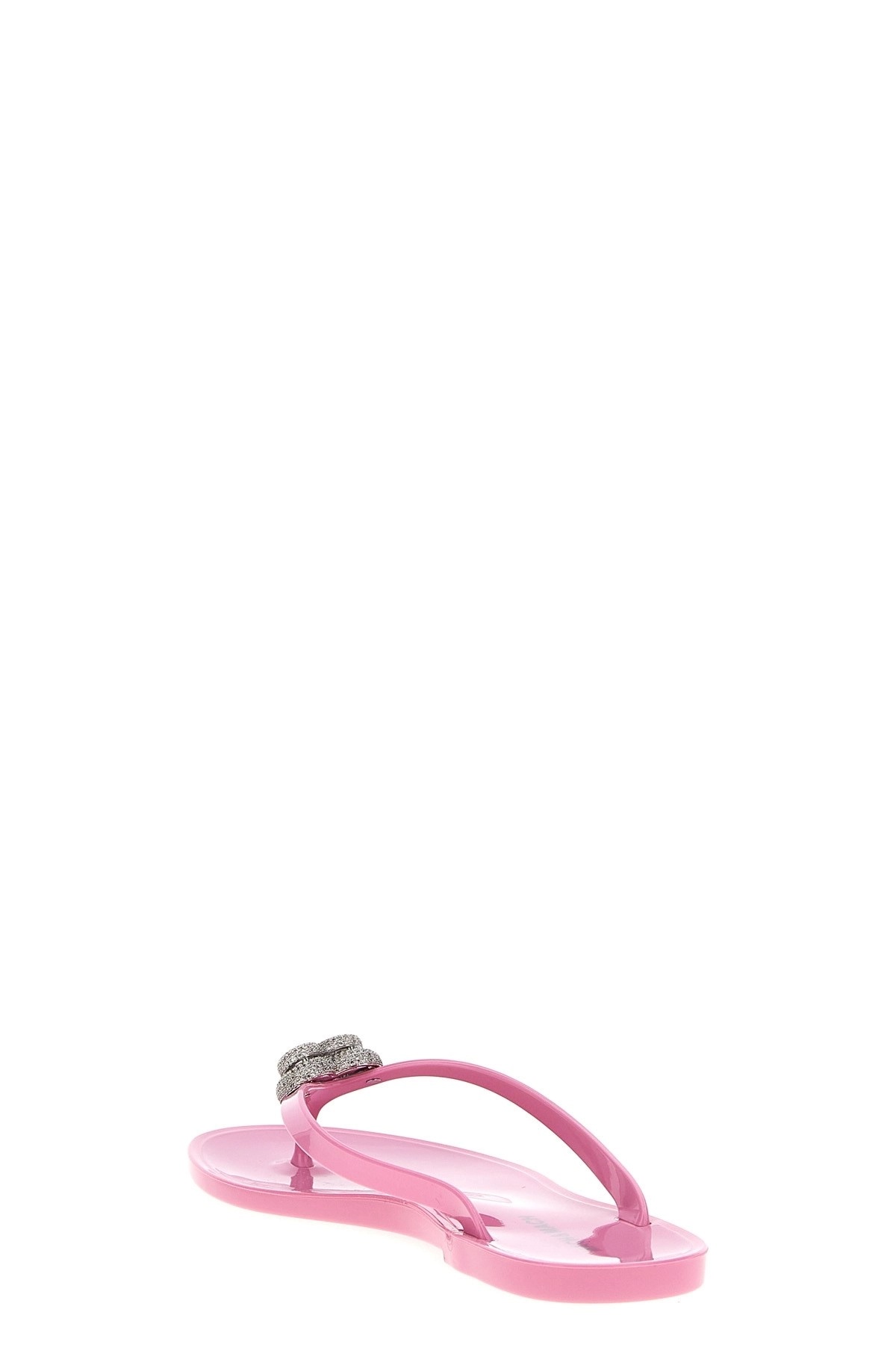 Machmach Mach Mach Double Heart Embellished Flip Flops In Pink